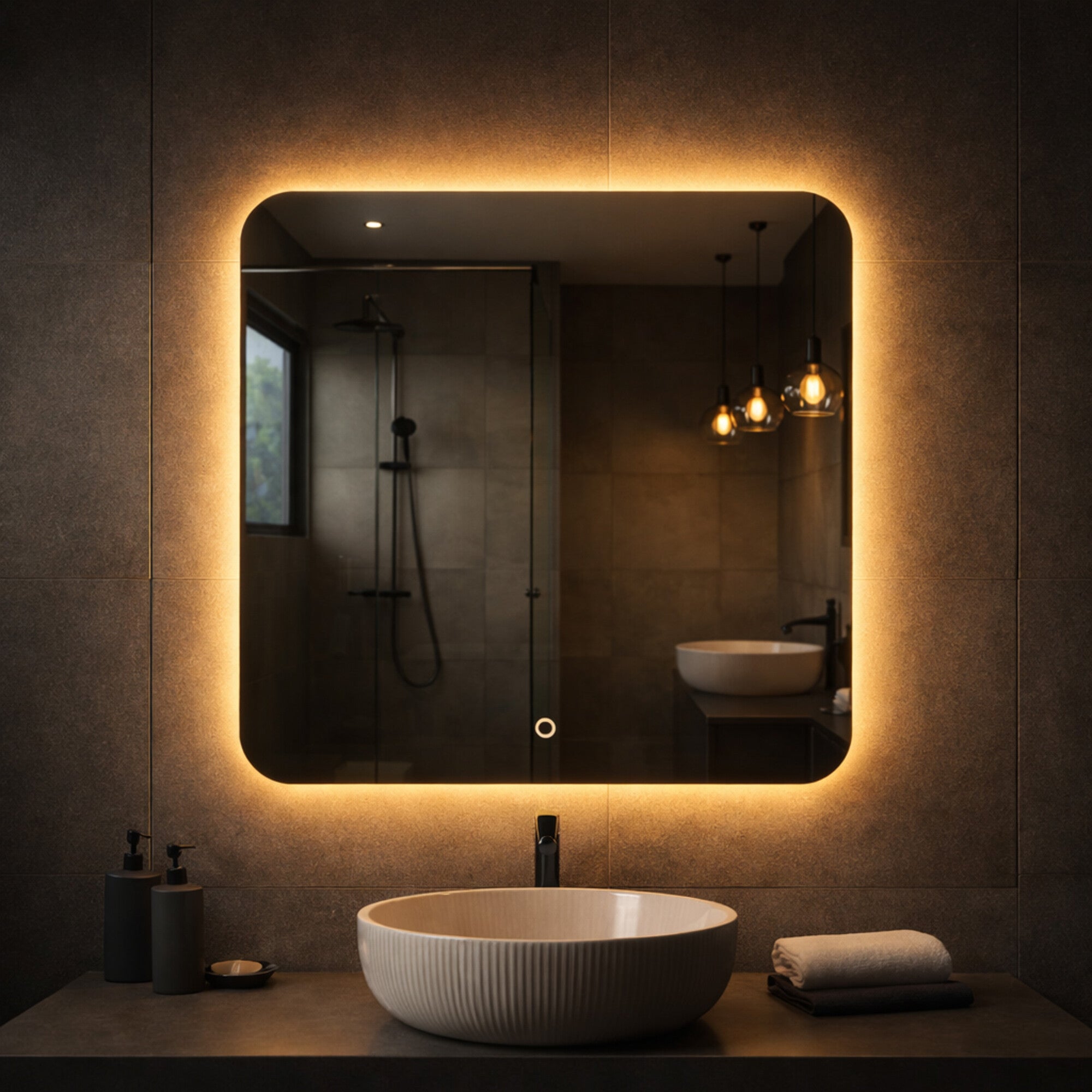 Lustro kwadratowe LED 60 cm 1