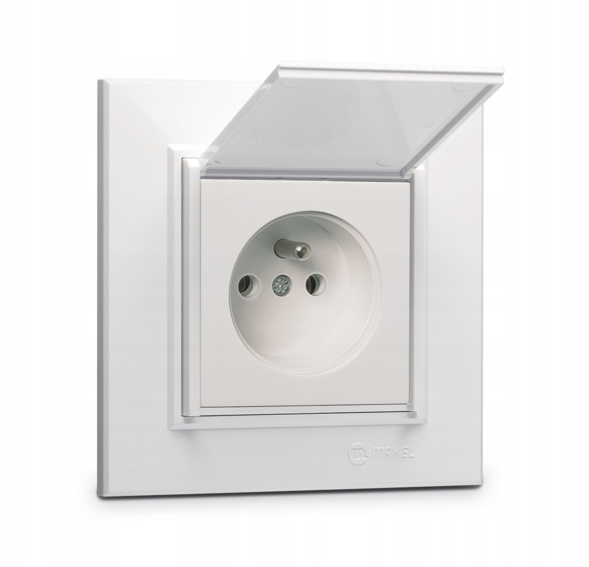 Karea biały gniazdo pojedyncze z uziemieniem IP44 z ramką