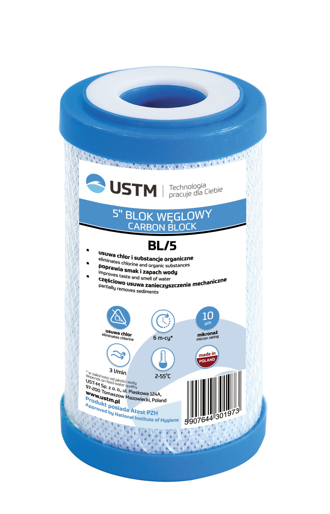 Wkład węglowy do filtrów wodnych 5" 0