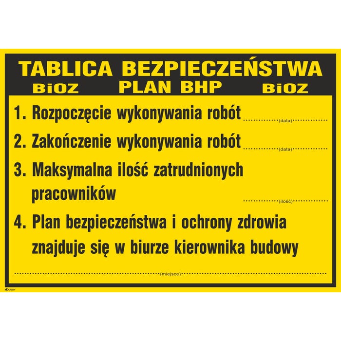Tablica bezpieczeństwa BIOZ 500x700 mm