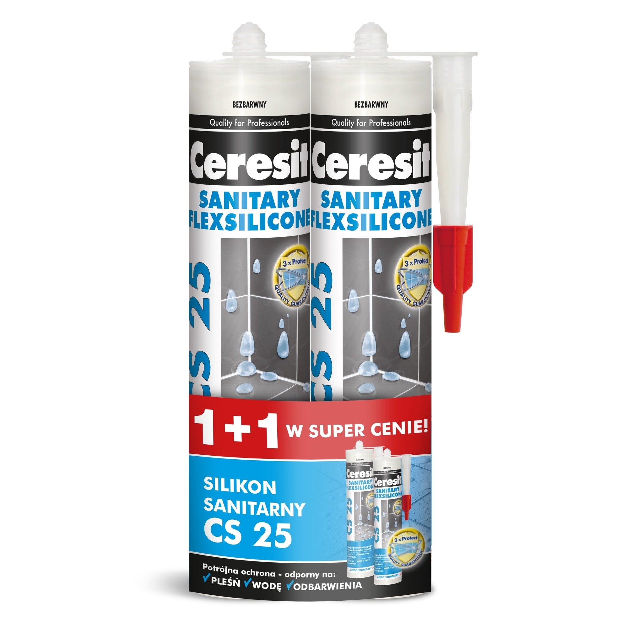 Silikon CS25 bezbarwny 1+1 0.56 l 0