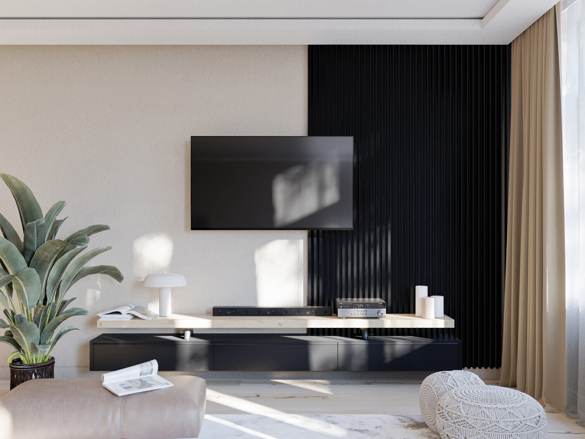 Panel lamelowy na podkładzie HDF WOODLINE 2700×177 czarny, tło czarne 1