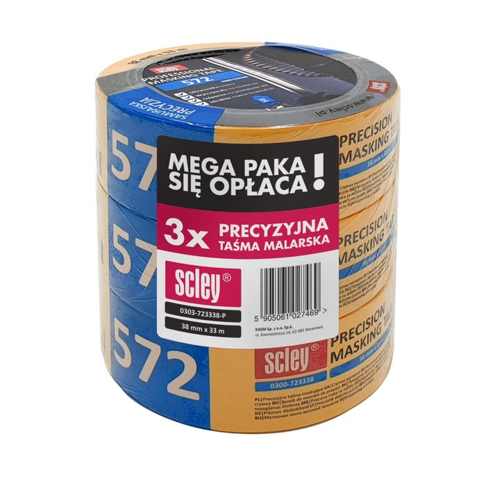 Taśma ryżowa Scley 33m x 38mm 3 sztuki