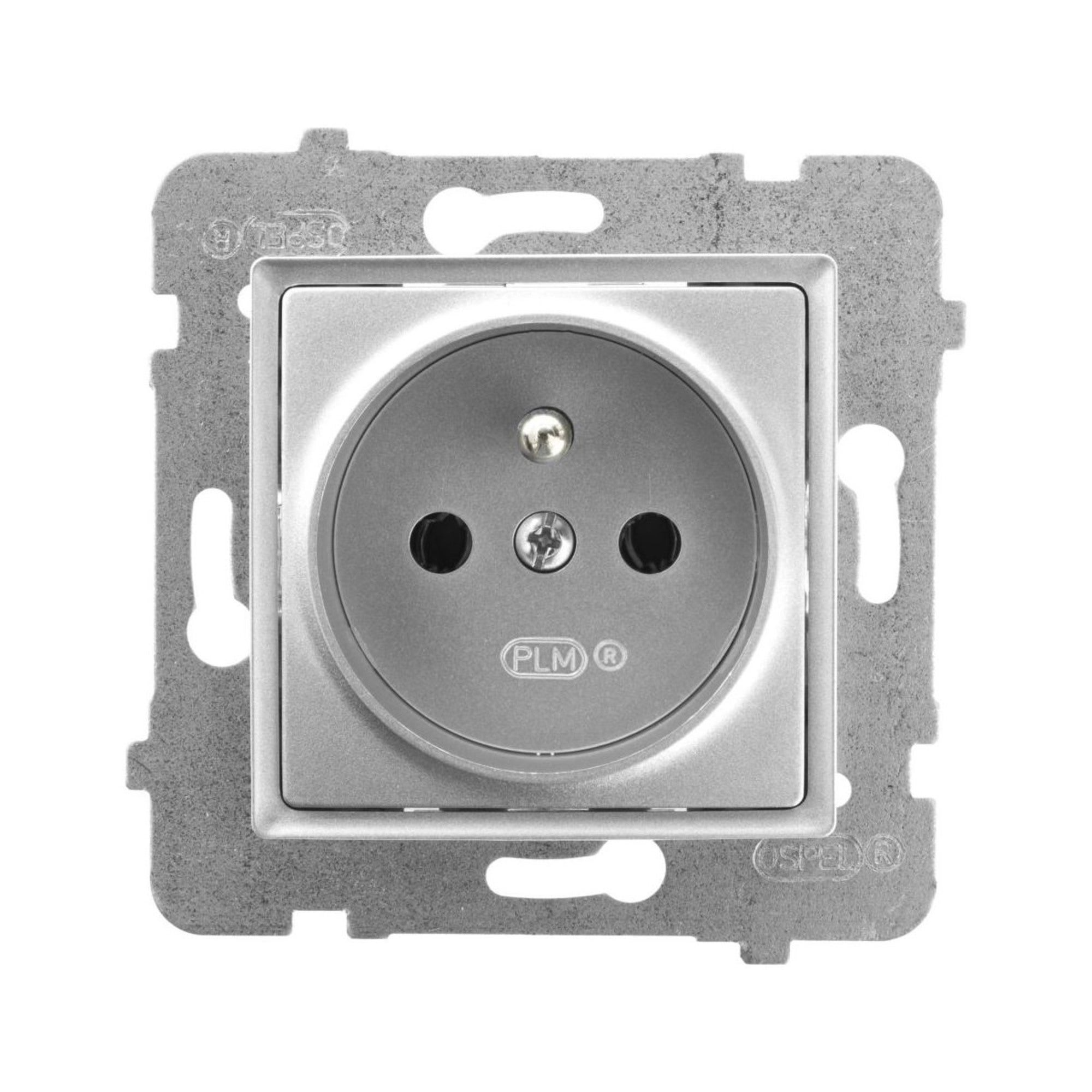 Polmark Rosa srebrny metalik gniazdo pojedyncze z uziemieniem 0