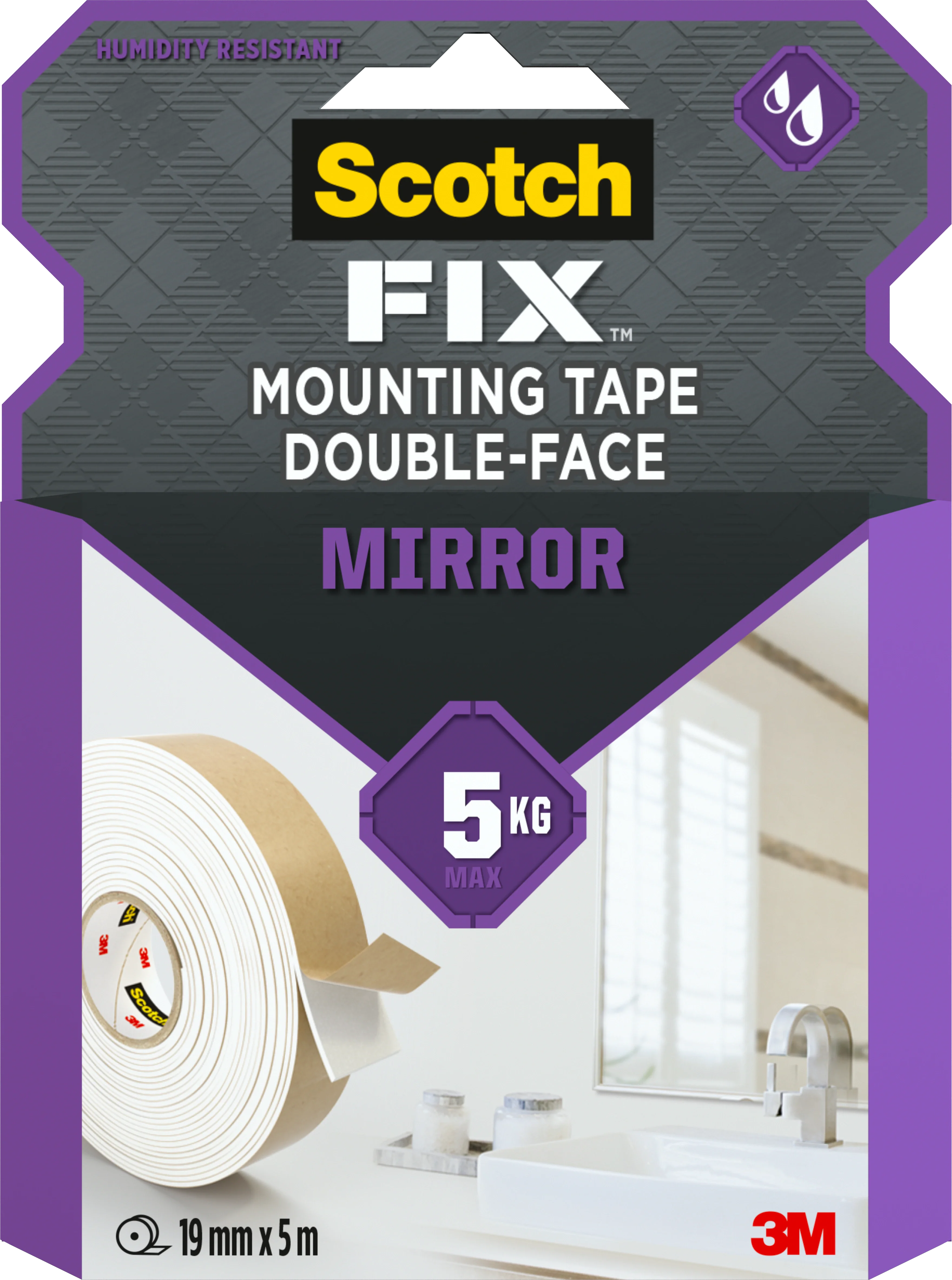 Taśma montażowa Scotch dwustronna do luster i łazienki 19mmx5 m