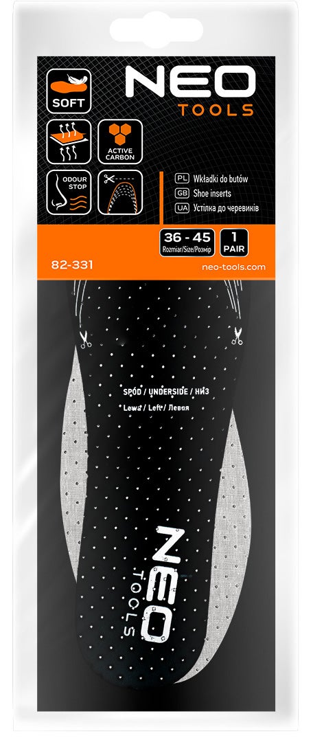 Wkładki do butów z węglem aktywnym NEO, rozm. 36-45 3