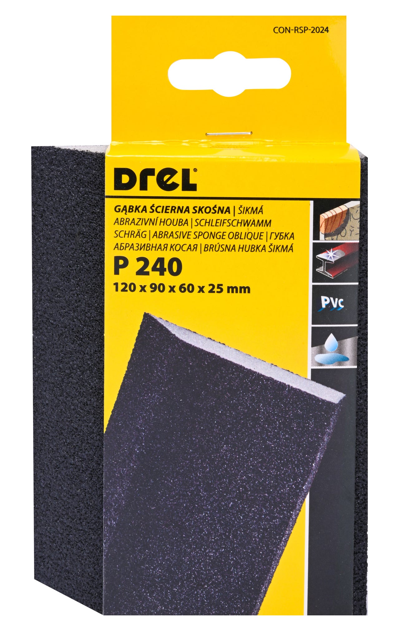 Gąbka ścierna skośna 120x90x25 mm P240 1