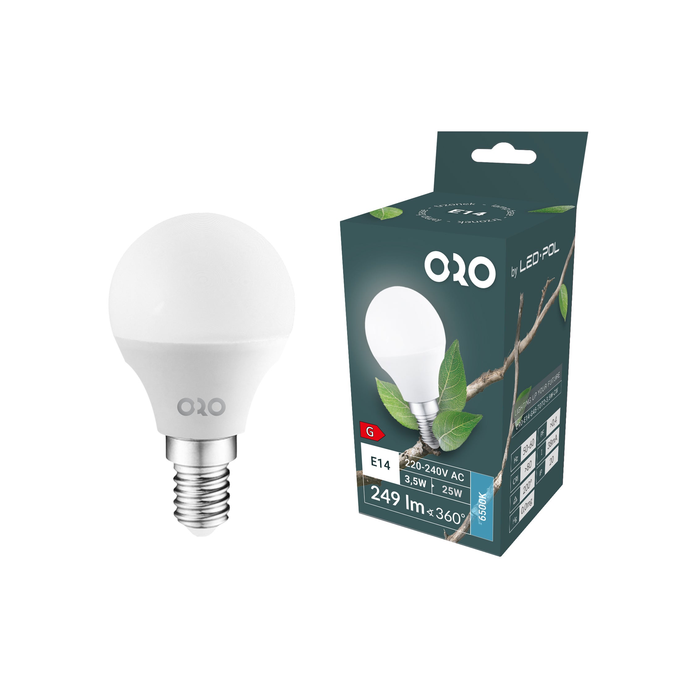 Żarówka LED E14 kulka 3,5W 249lm 6500K 2