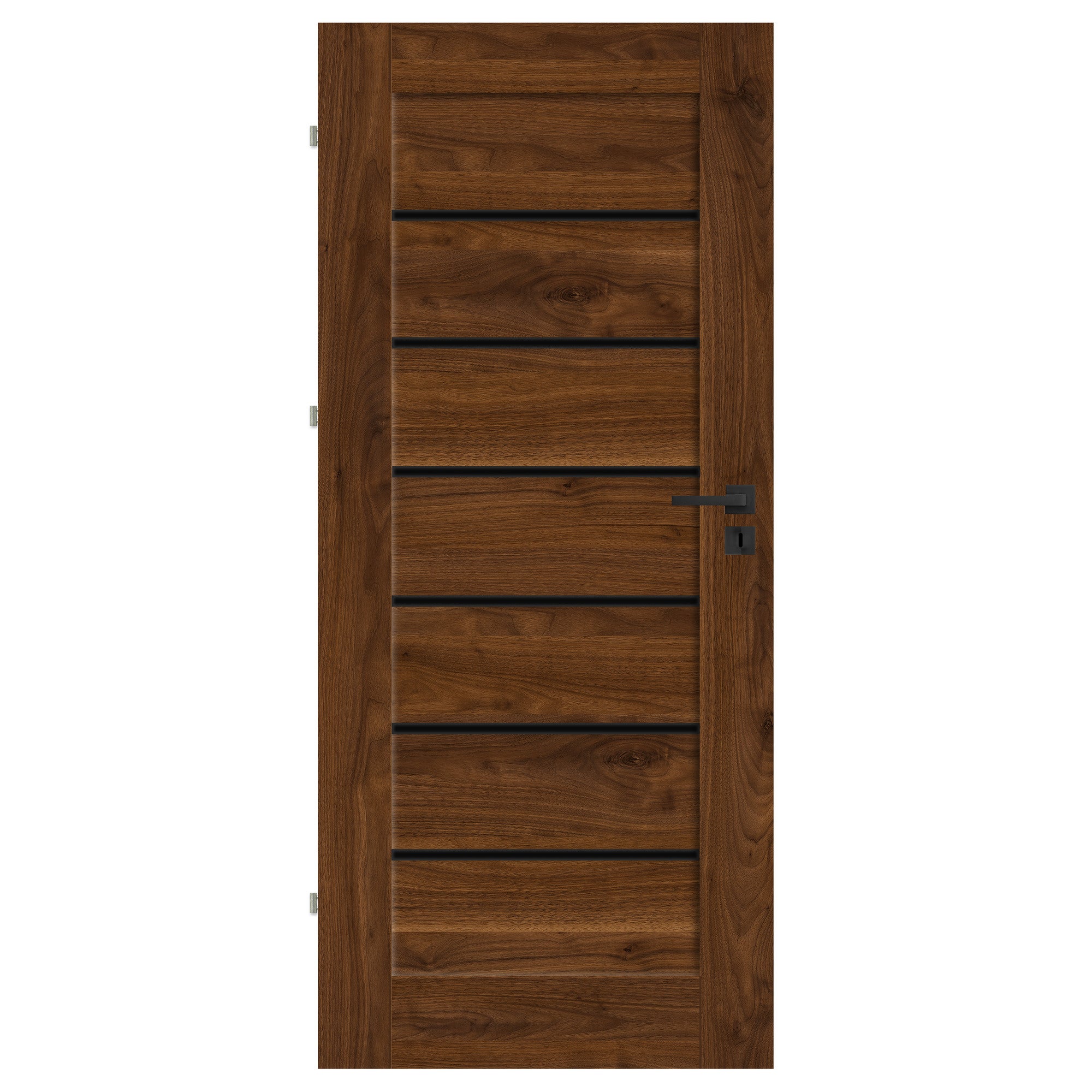 Skrzydło pokojowe Hestia 60 lewe orzech/czarna szyba