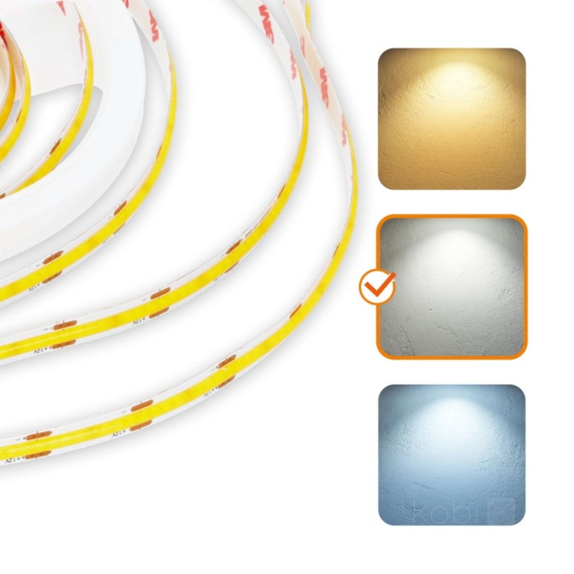 Taśma LED 12V COB 10W 1000LM/M 4000K IP65 5m KO 3