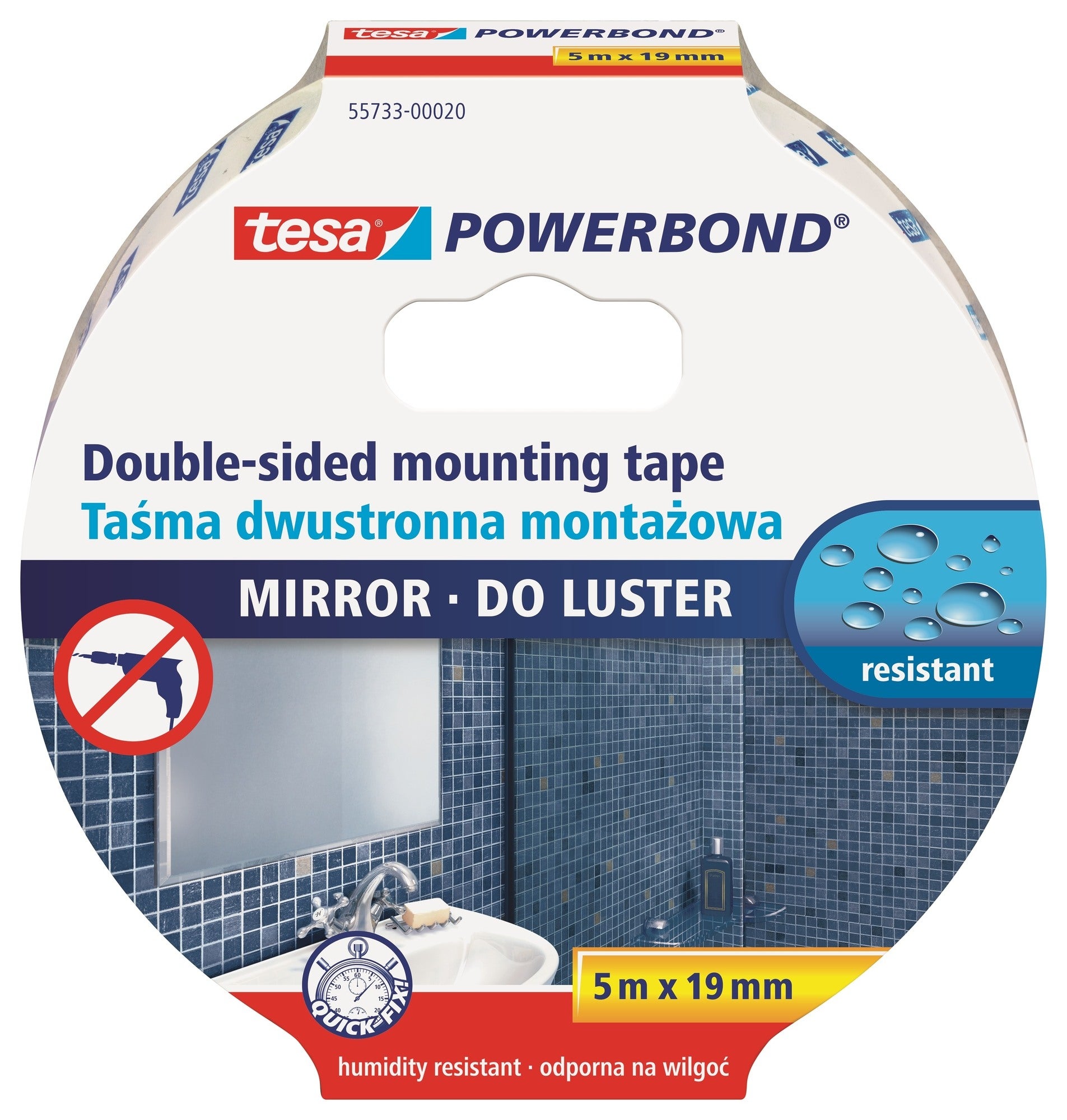 Taśma piankowa montażowa do luster Tesa 5m x 19mm 1