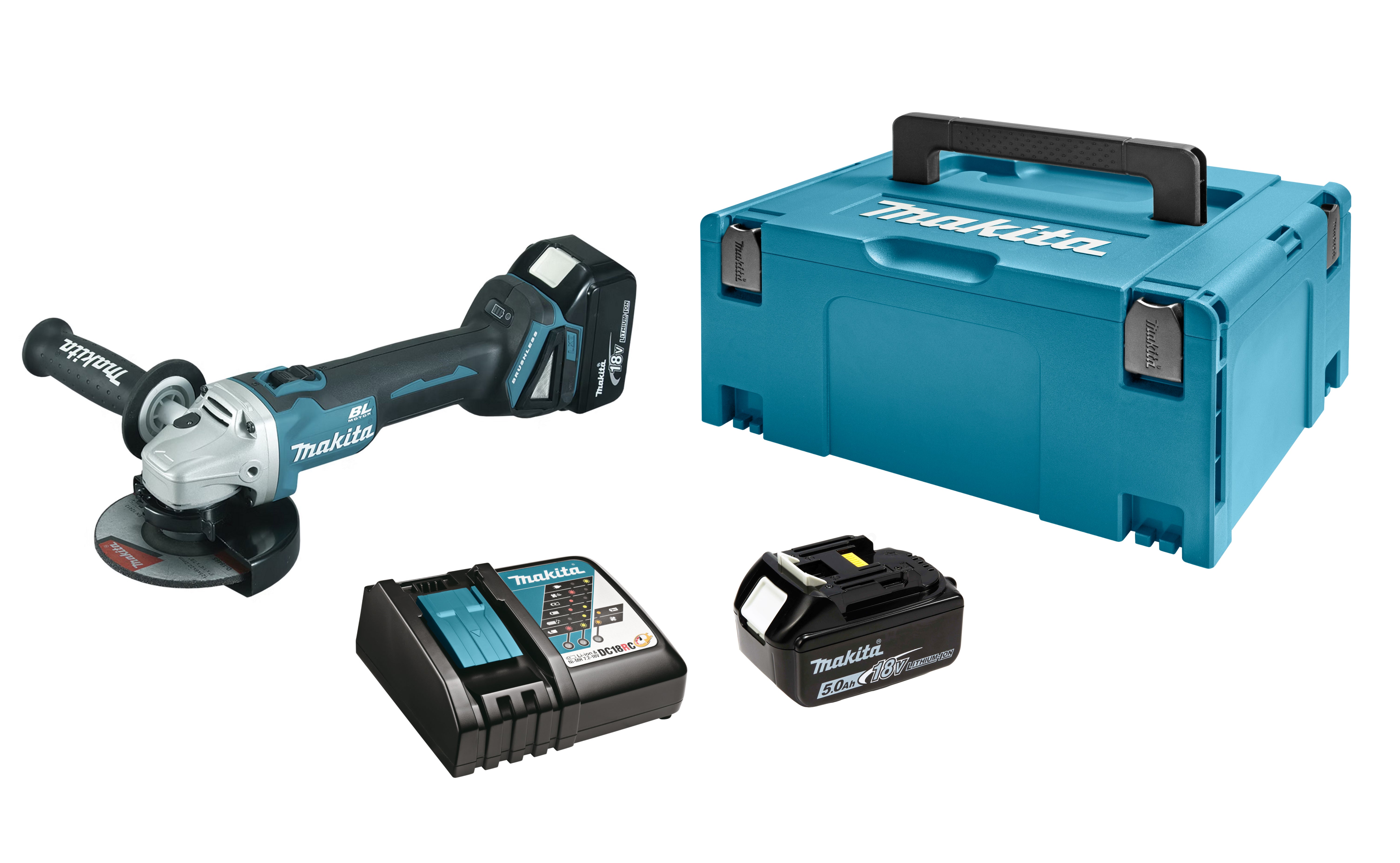 Szlifierka kątowa 125 mm 18V DGA504RTJ Makita / 2 x 5,0Ah 5