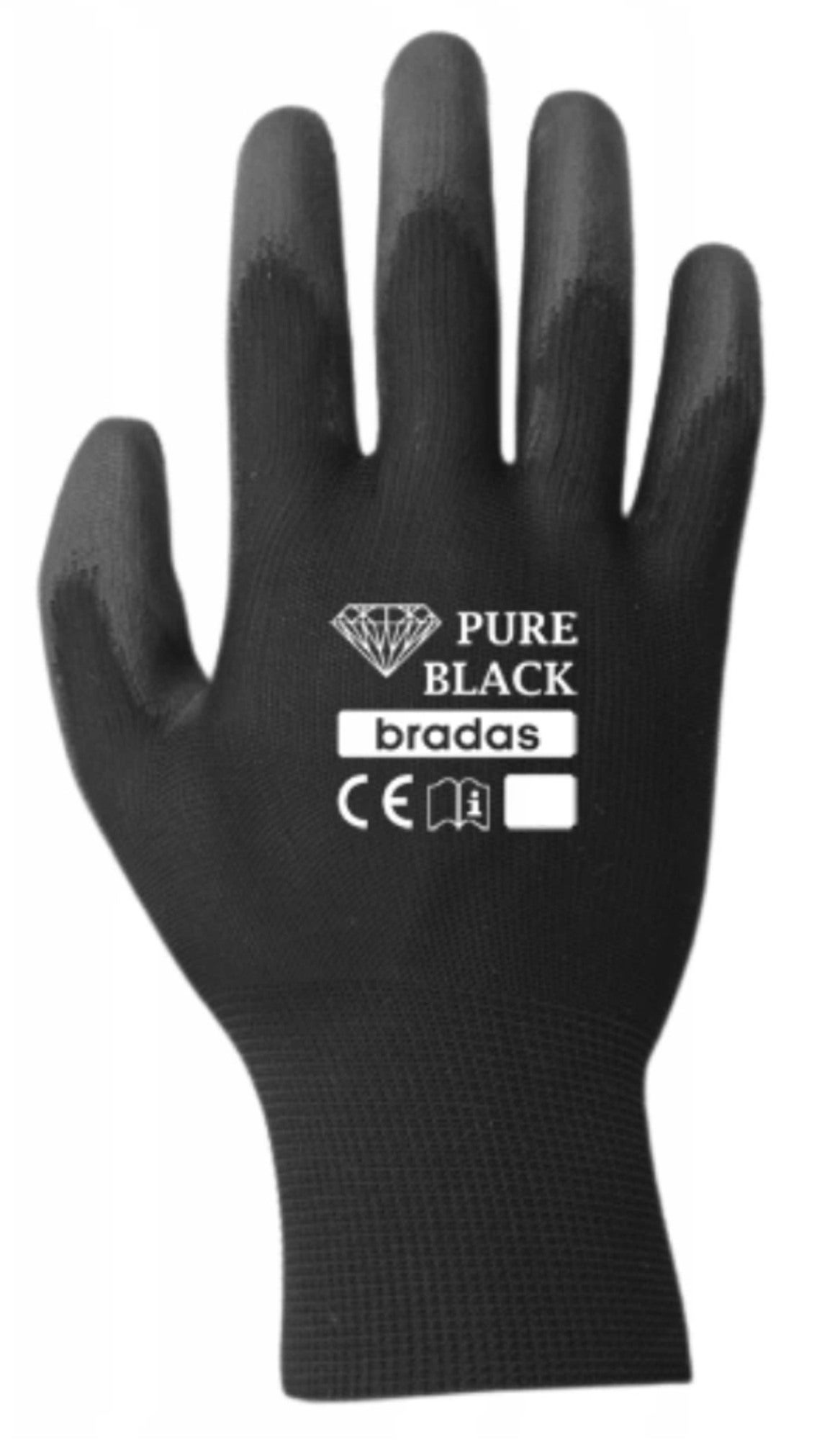 Rękawice powlekane poliuretanem PURE BLACK Bradas, rozm. 8 (M) 0