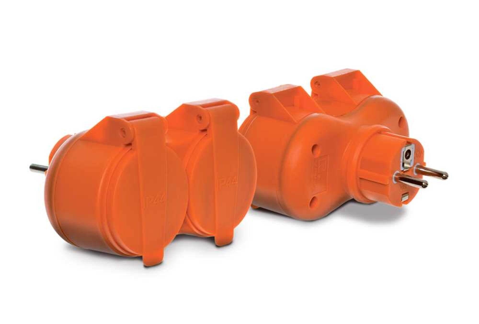 Rozgałęźnik elektryczny 2 gniazda z uziemieniem IP44 pomarańczowy 0