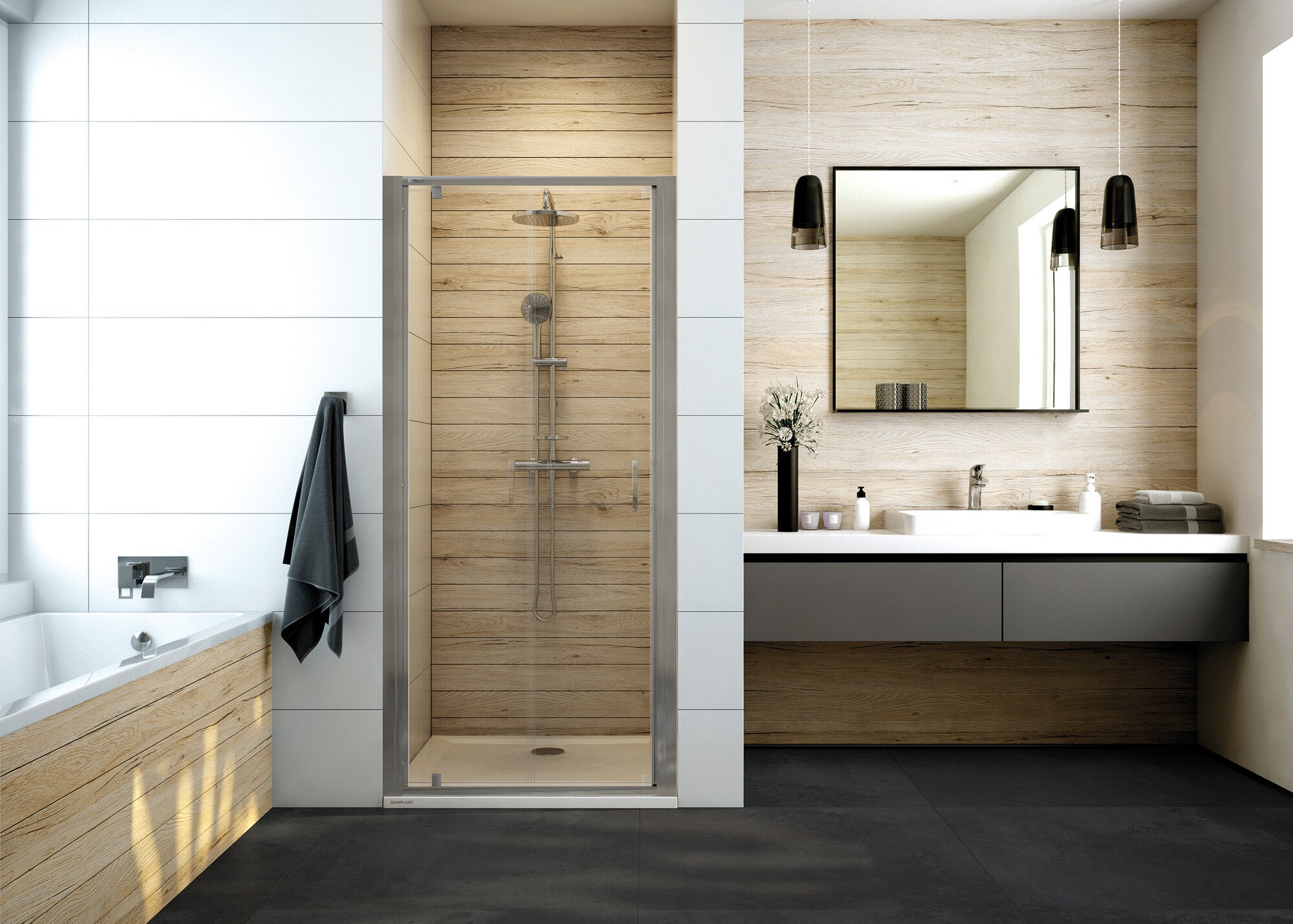 Drzwi prysznicowe Sanplast Basic 100 cm chrom 1