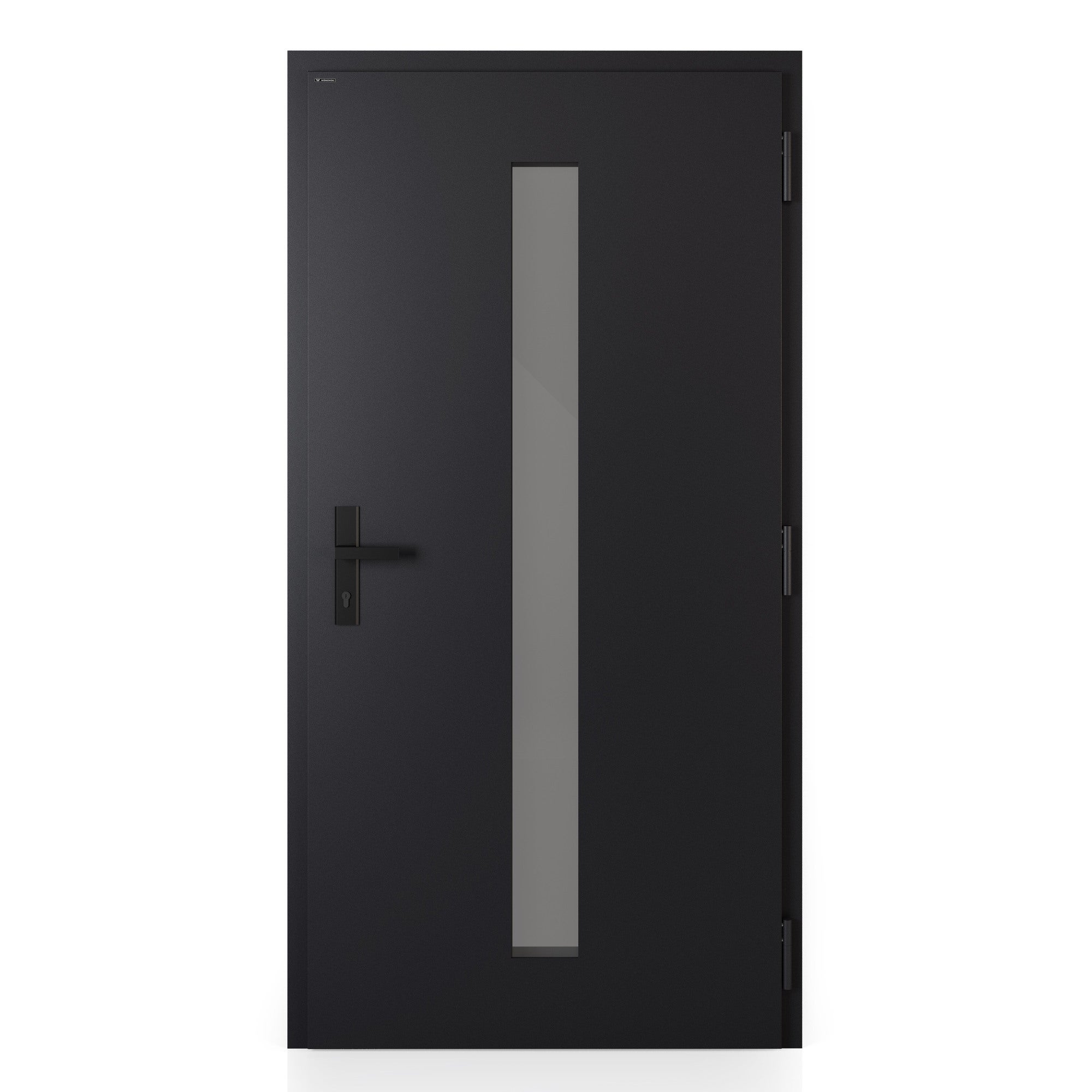 Drzwi zewnętrzne NOVIA Vitre szyba stopsol szary czarne (RAL 9005 struktura) 90 prawe