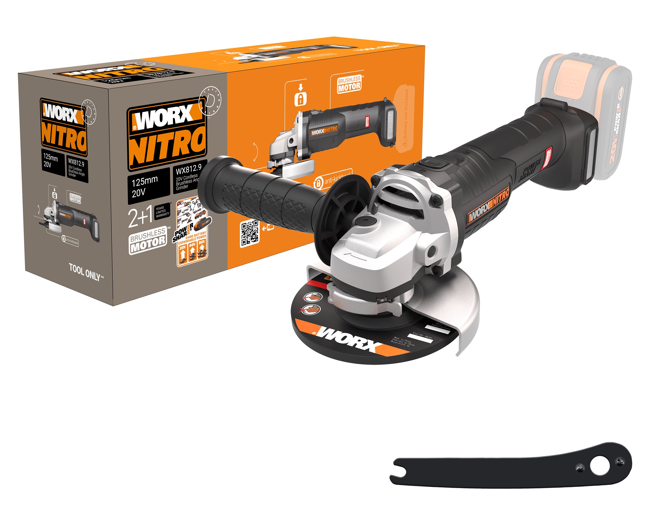 Szlifierka kątowa 125 mm 20V WX803.9 Worx / bez aku 1