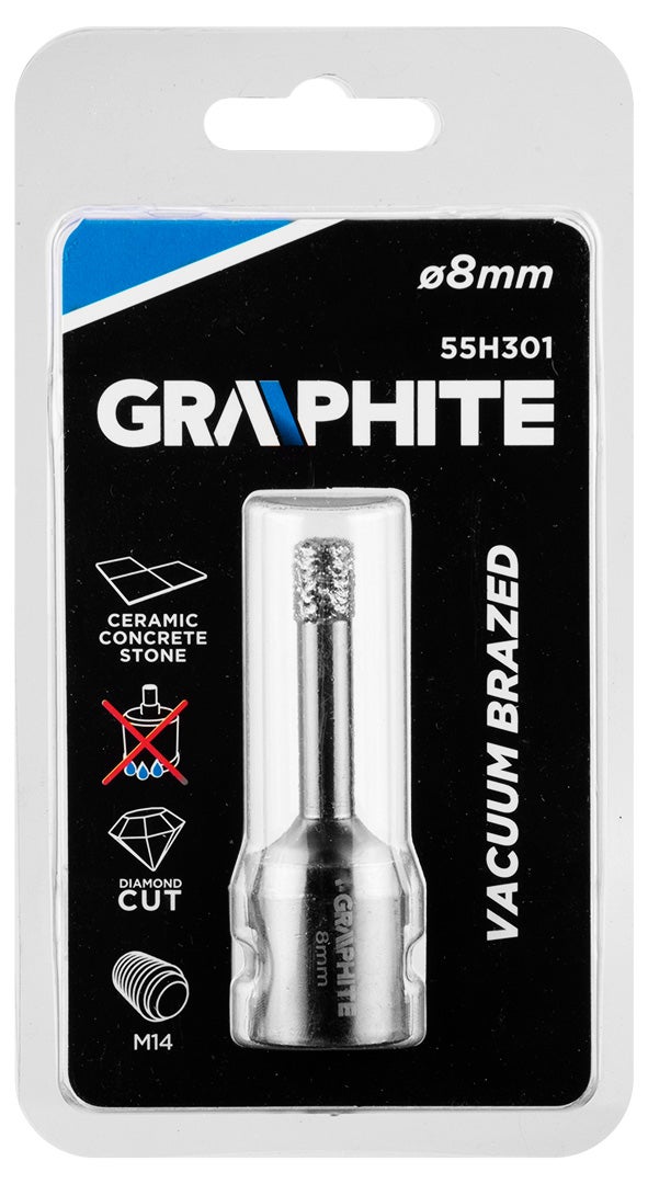 Otwornica do gresu "na sucho" 8 mm M14 Graphite 1