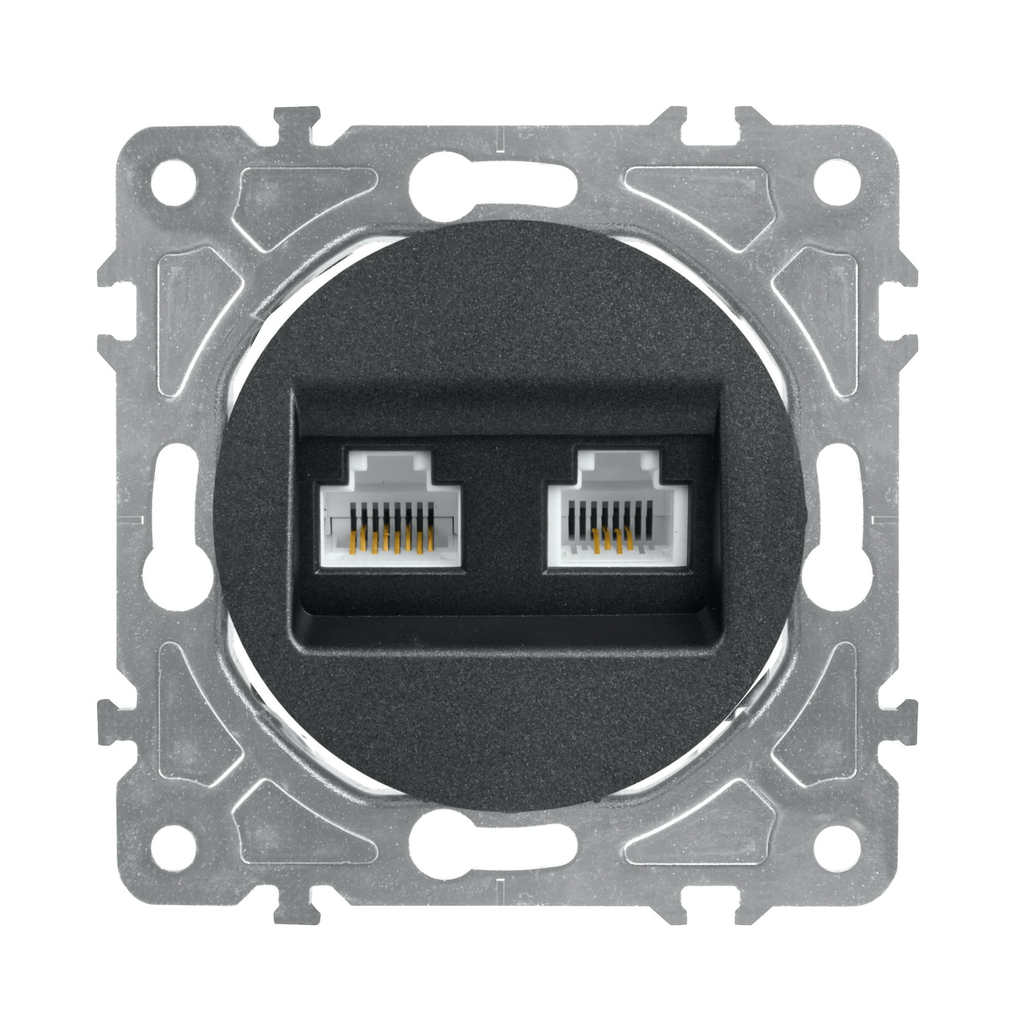 Oval czarny gniazdo komputerowe 1xRJ45 kat 5