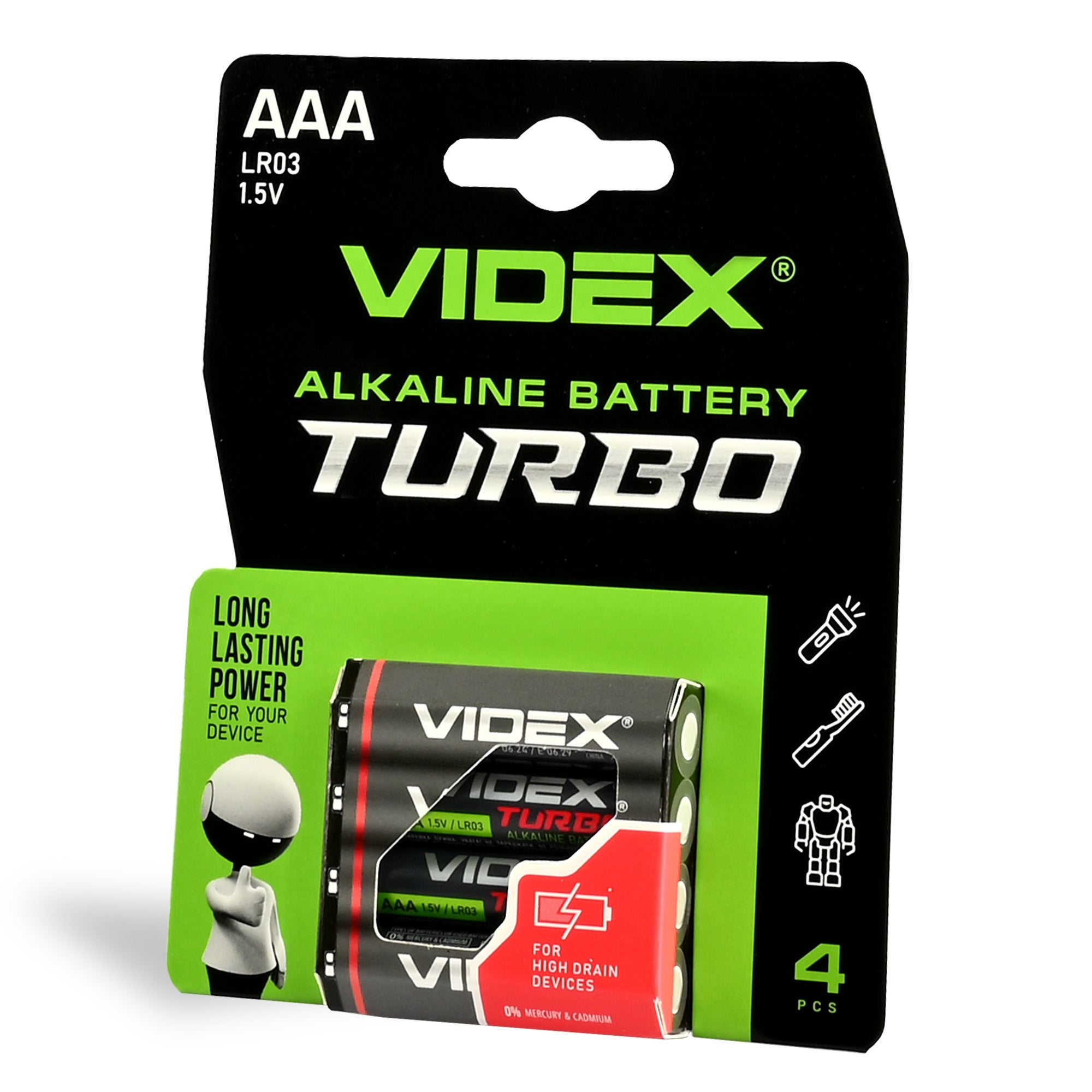 Bateria alkaliczna Turbo Videx LR03 (AAA) 1,5V 4szt