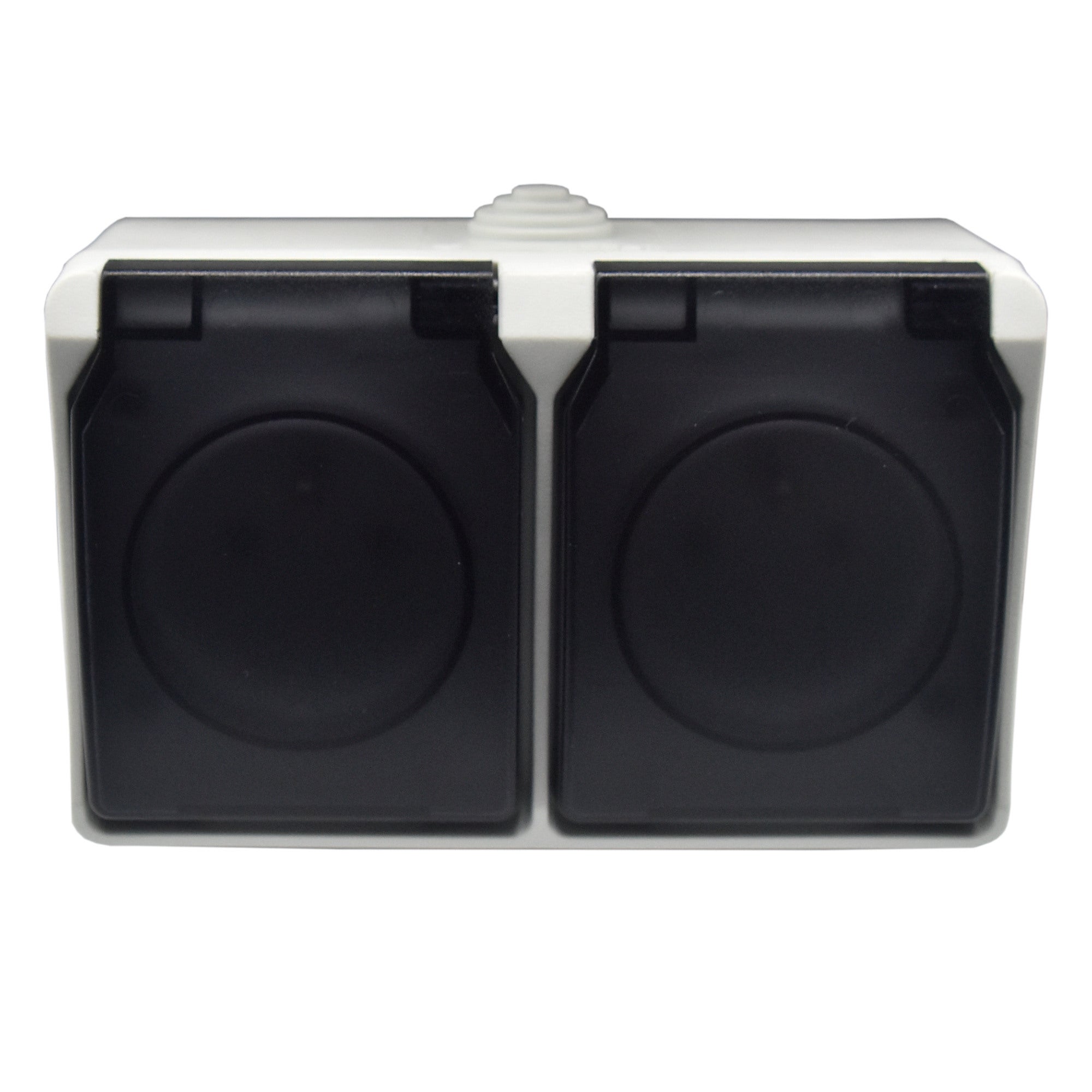 Aqua biały gniazdo 2x2P+Z z klapą IP54