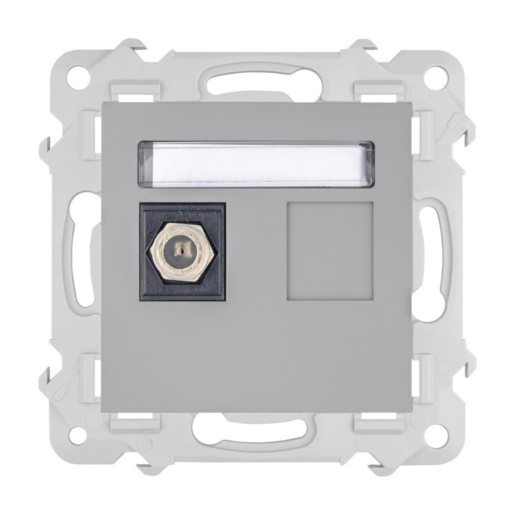 Bella popiel mat gniazdo podwójne z uziemieniem