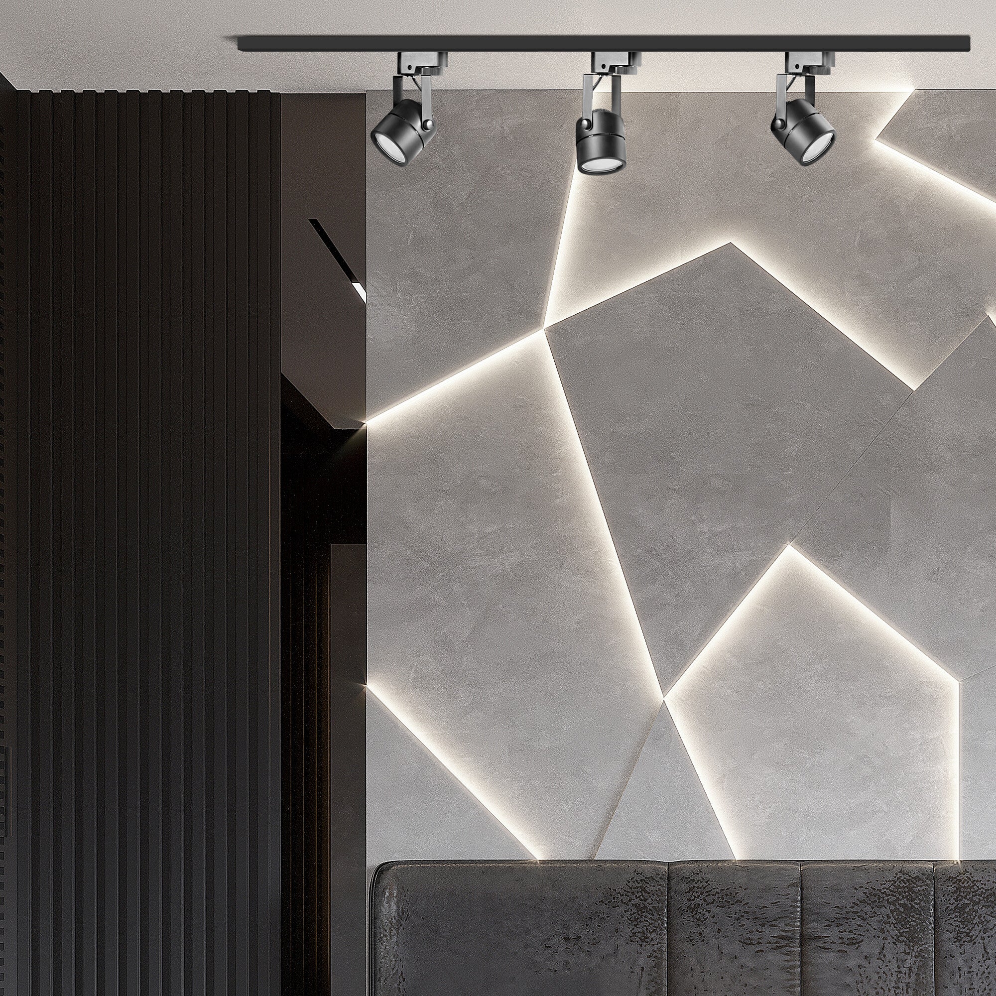 1-fazowy zestaw Praga, szynoprzewód 1m i 3x oprawa GU10, czarny 1