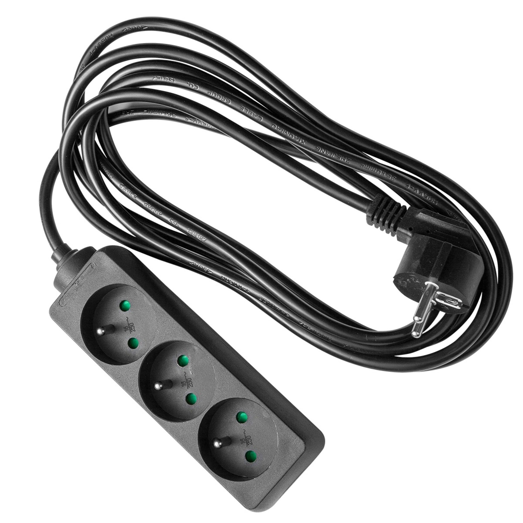 Przedłużacz 3m 3 gniazda z uziemieniem 0