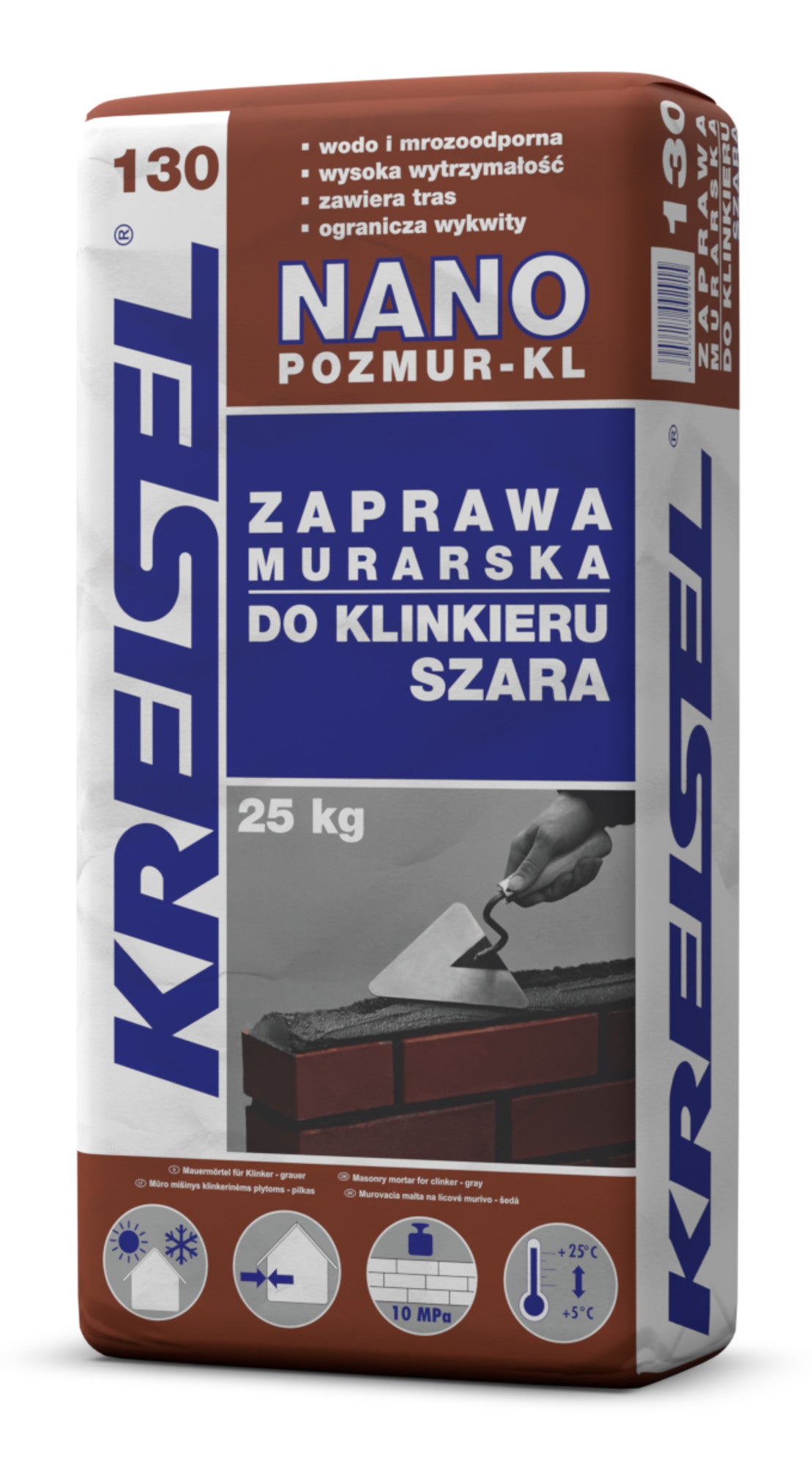 Zaprawa murarska do klinkieru Kreisel Pozmur-KL NANO 130 25 kg, szara 0
