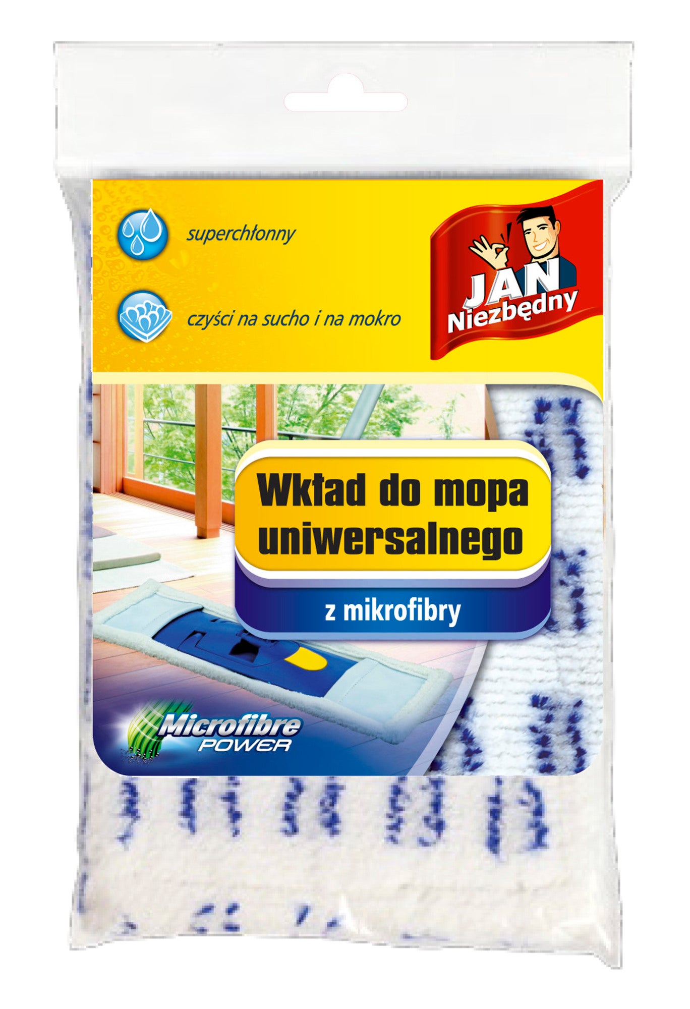 Zapas mopa płaskiego uniwersalnego z mikrofibry Jan Niezbędny biały