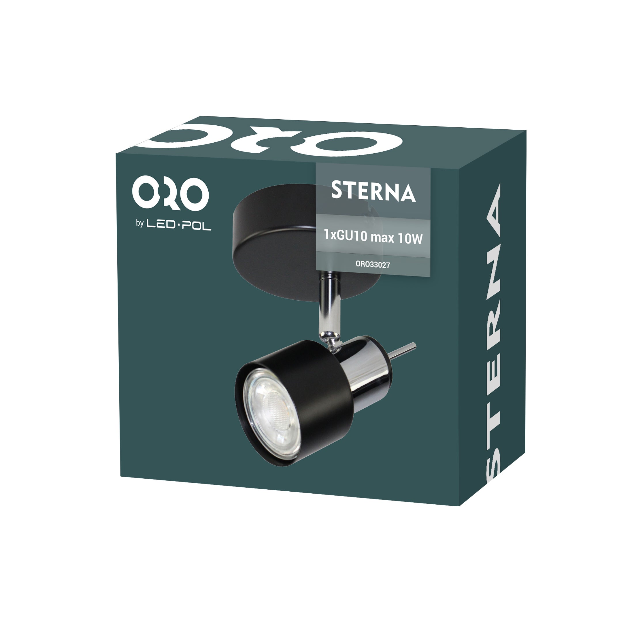 Lampa ścienno-sufitowa STERNA 1xGU10 kolor czarny, kinkiet, obrotowy 1