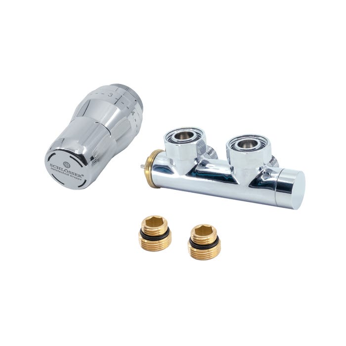 Zestaw termostatyczny Duo-Plex 3/4" ze złączkami, chrom