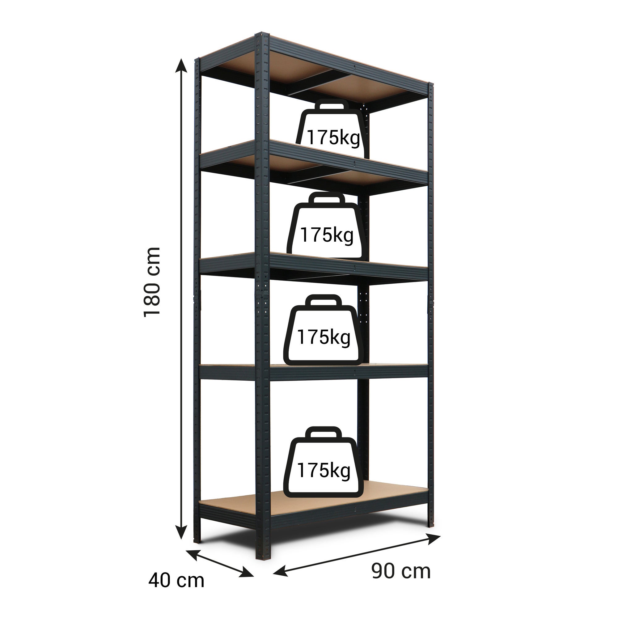 Regał Stabil S 180x90x40 cm, 175kg, antracyt 3