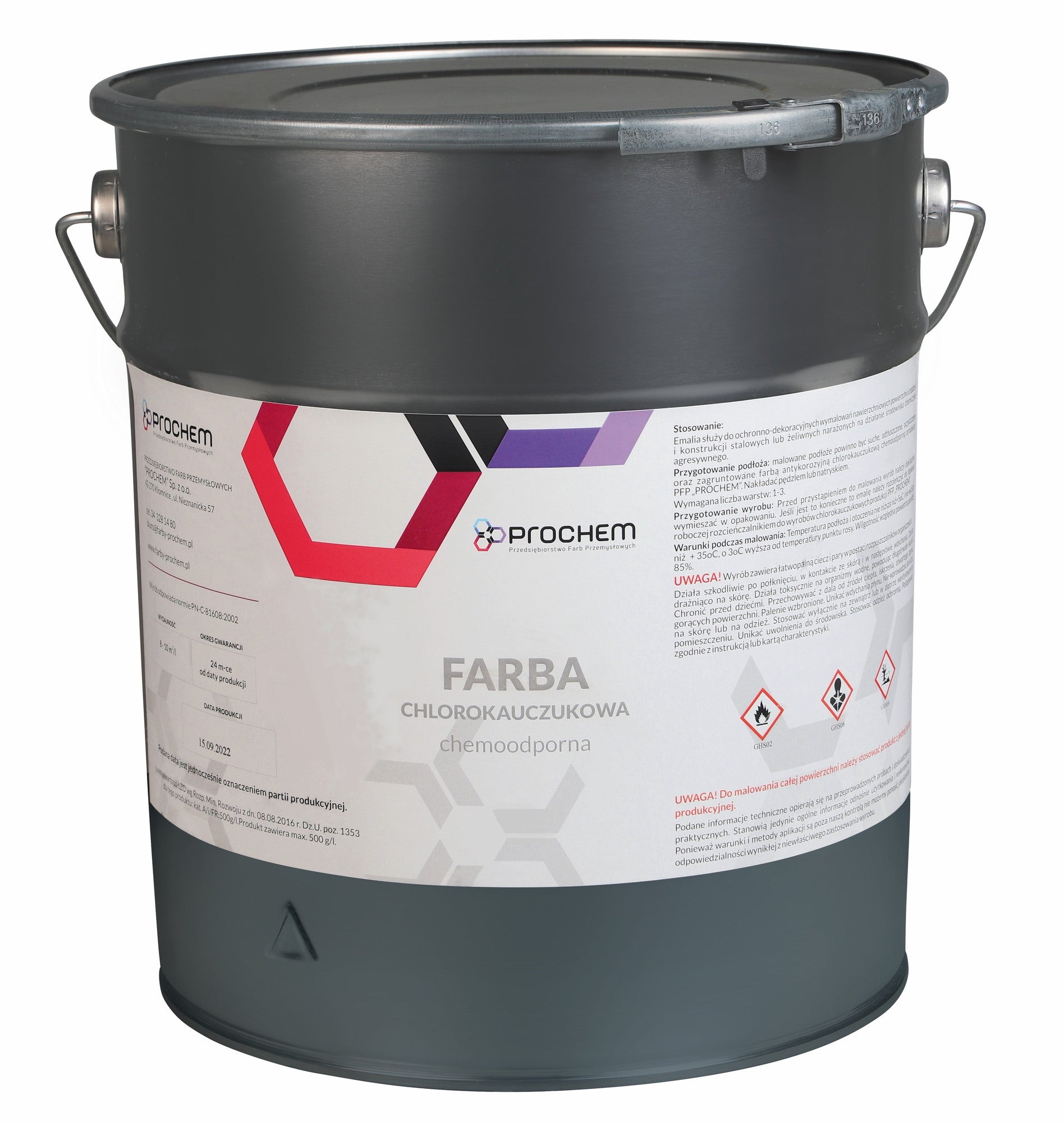 Farba chlorokauczukowa chemoodporna czerwona 20L