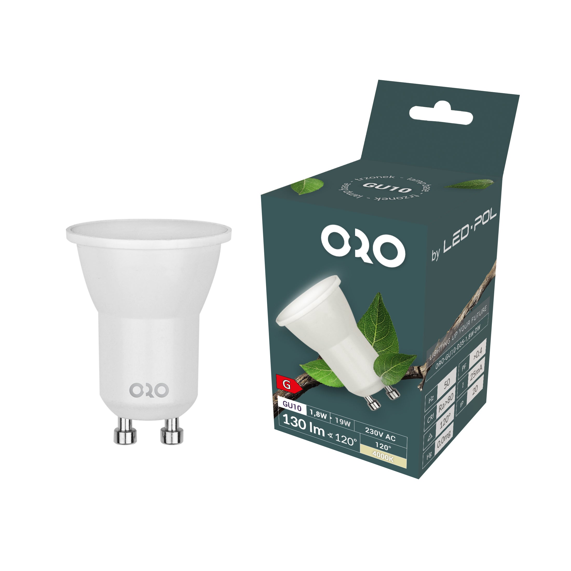 ŻarówkaLED GU10 D35 1,8W 130lm 4000k 2