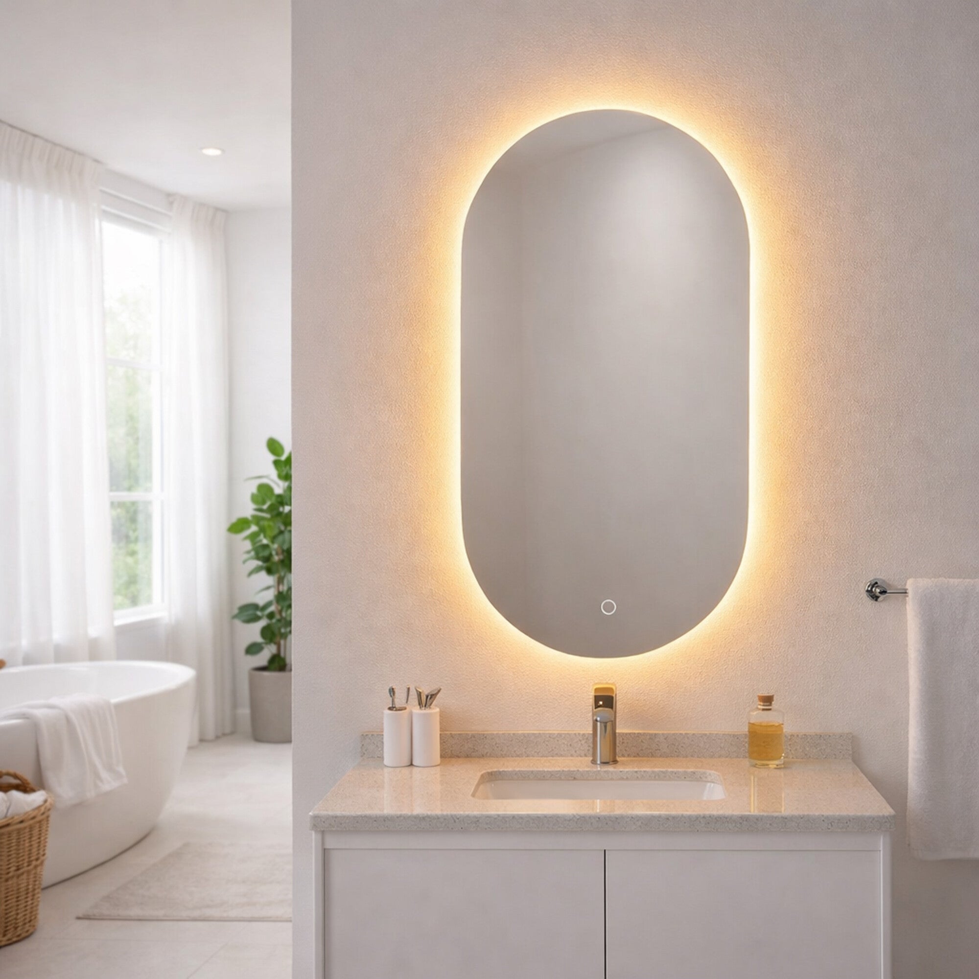 Lustro owalne led dotykowe 90 x 50 cm  1