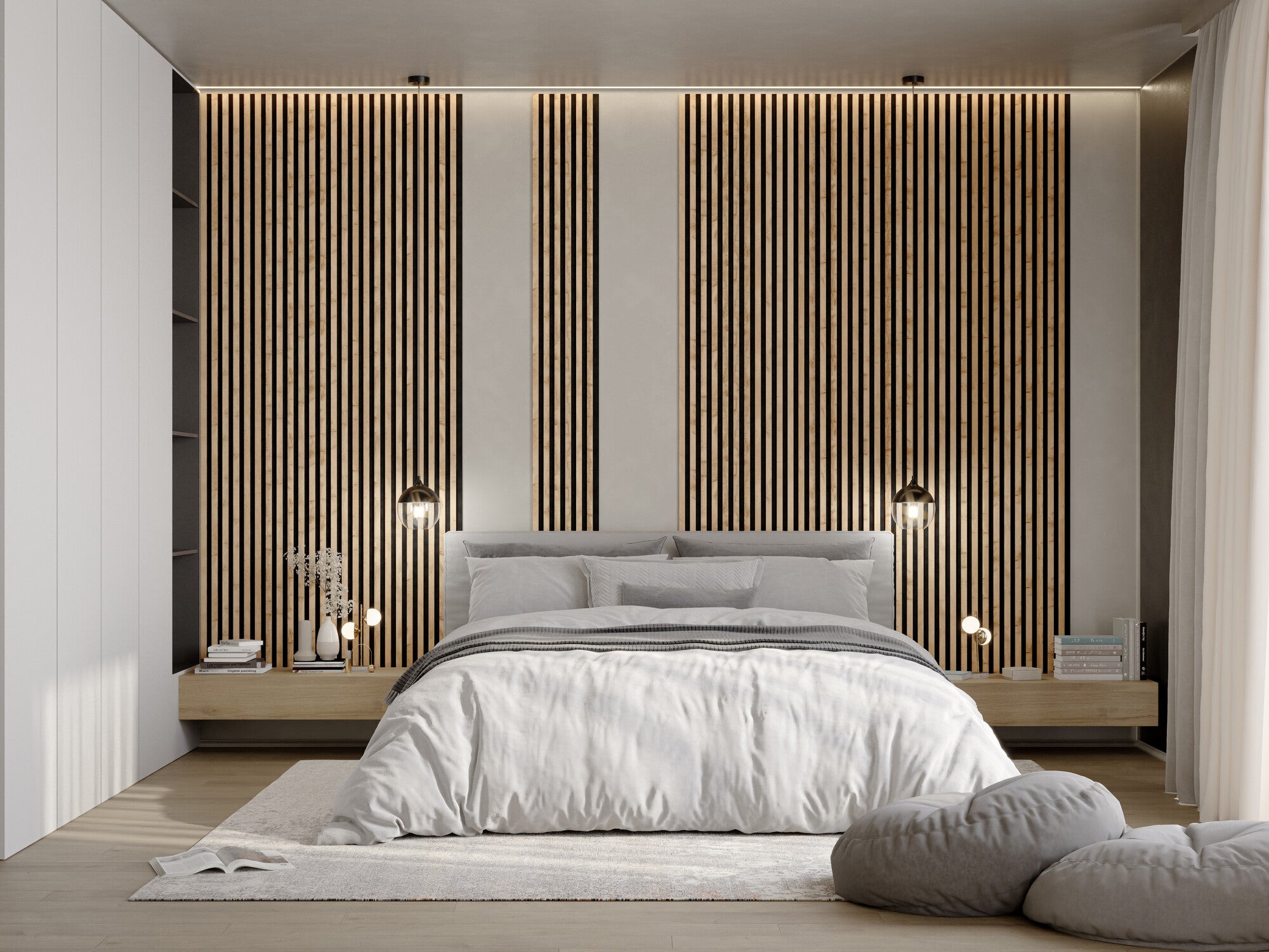 Panel lamelowy na filcowym podkładzie WOODLINE 2700x300 dąb wotan, tło czarne 1