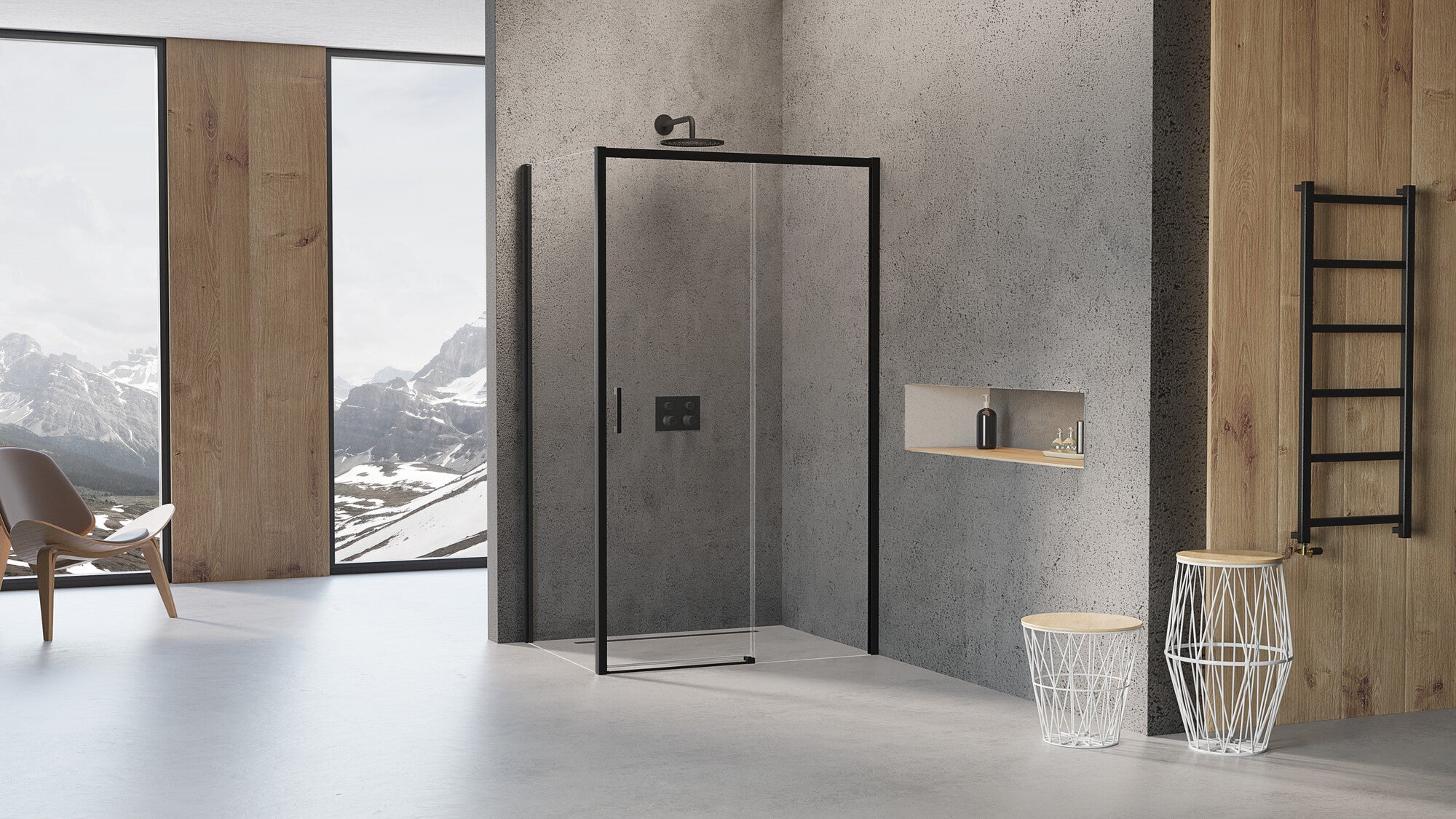 Kabina prysznicowa Kabri Avance Black prawa 110x80 cm 1