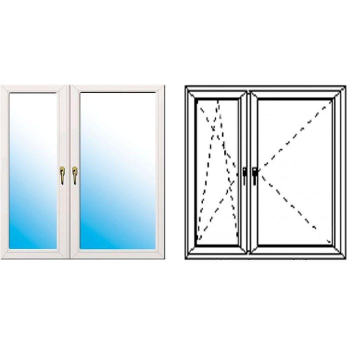 Okno fasadowe 2-szybowe PCV O35 rozwierno-uchylne + rozwierne asymetryczne lewe 1465x1435 mm białe