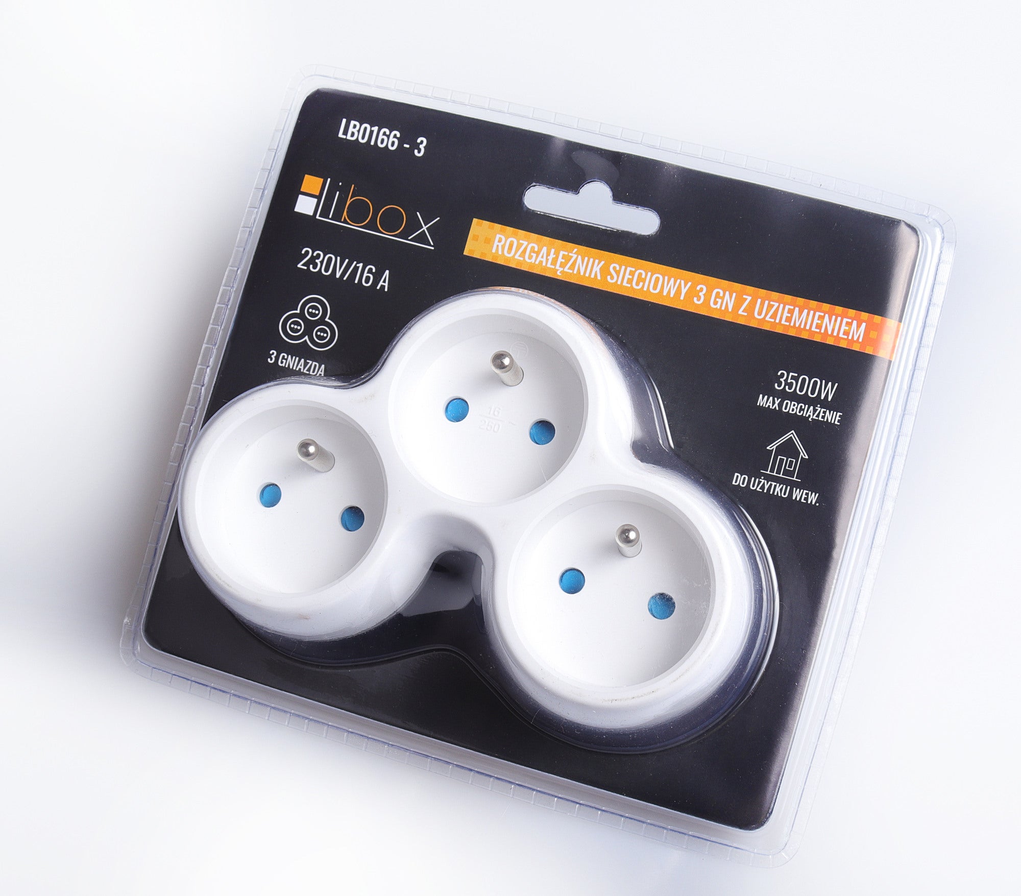 Rozgałęźnik elektryczny 3 gniazda z uziemieniem biało/szary 4