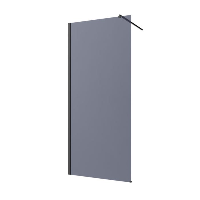 Kabina walk-in Invena 120 x 200 cm czarna szkło 8 mm grafitowe