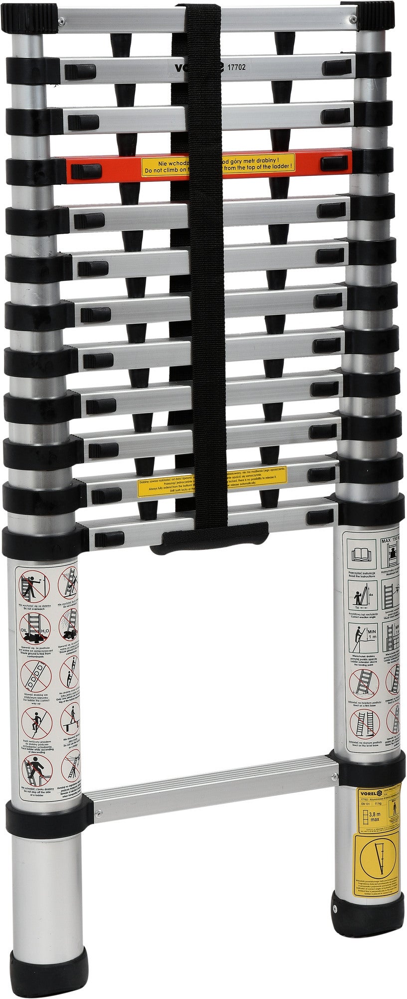 Drabina aluminiowa teleskopowa 13-stopniowa nośność 150 kg 2