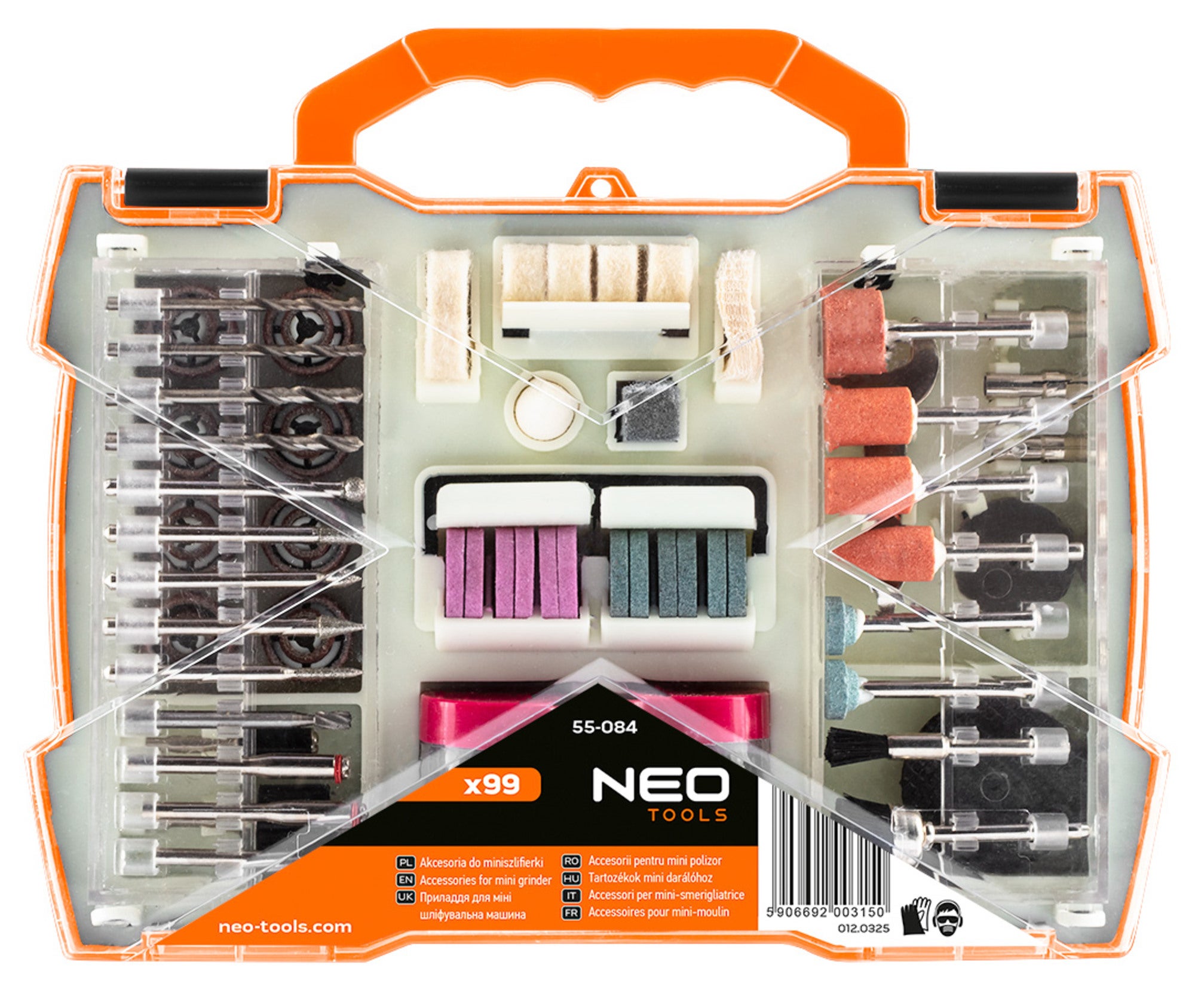 Zestaw akcesoriów do miniszlifierki, 99 szt. NEO TOOLS