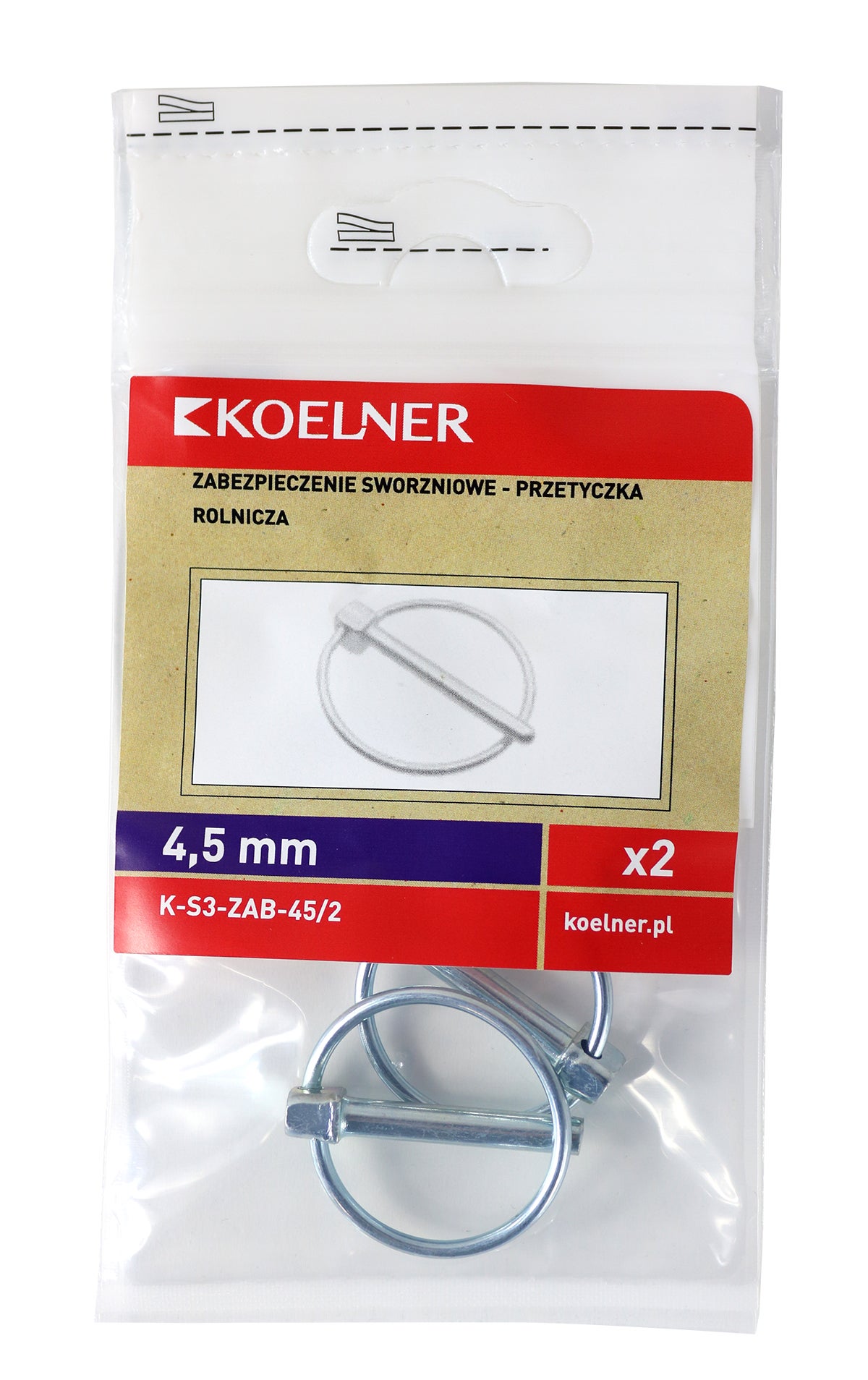 Zabezpieczenie sworzniowe - przetyczka rolnicza 4.5 mm 1