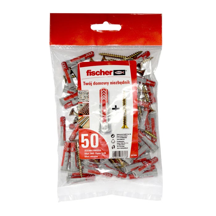Kołek Duopower 6x30 mm z wkrętem 4.5x40 mm (50 szt.)