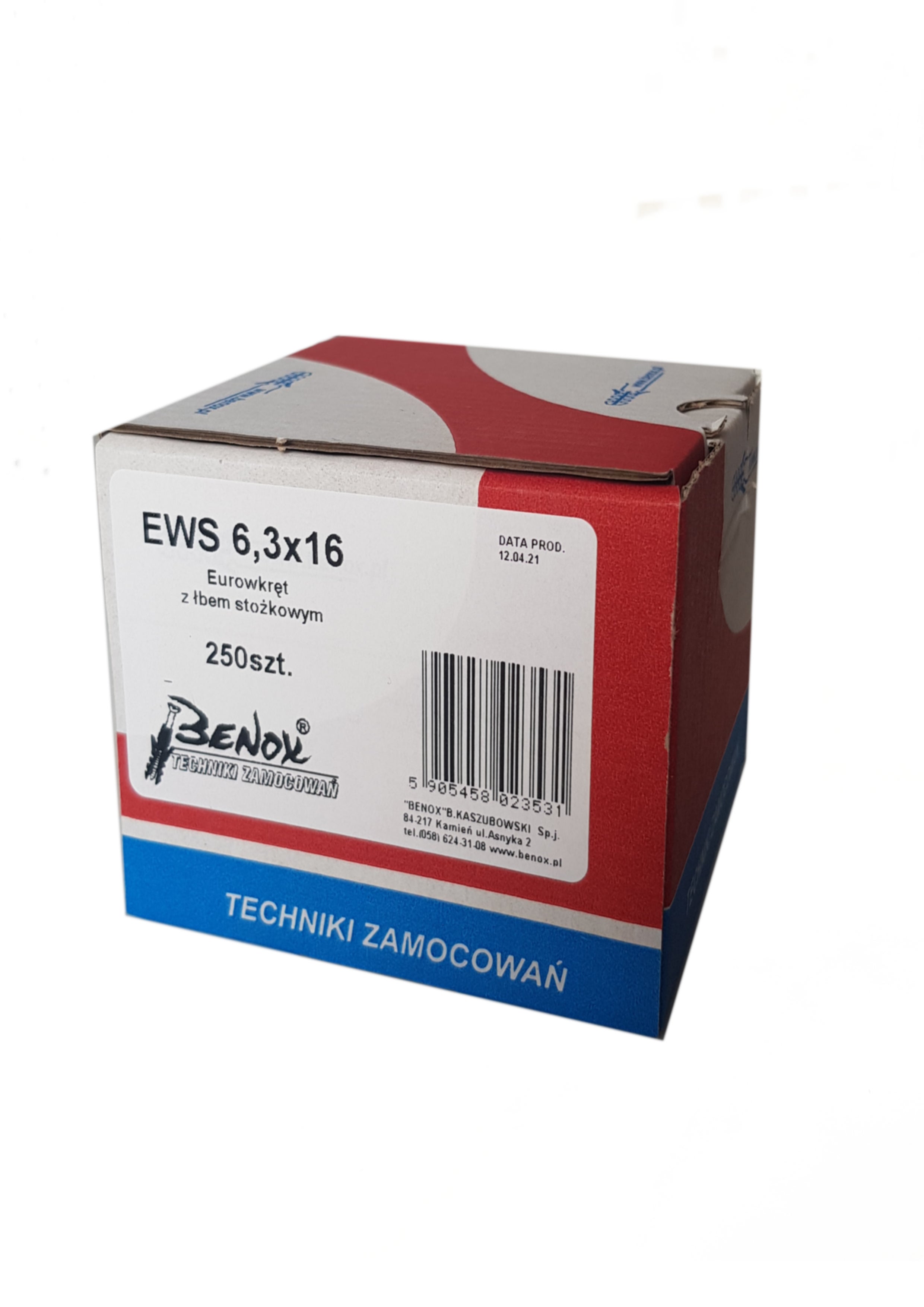 Wkręt EURO do prowadnic łeb stożkowy 6.3x16 mm (250 szt.) 1