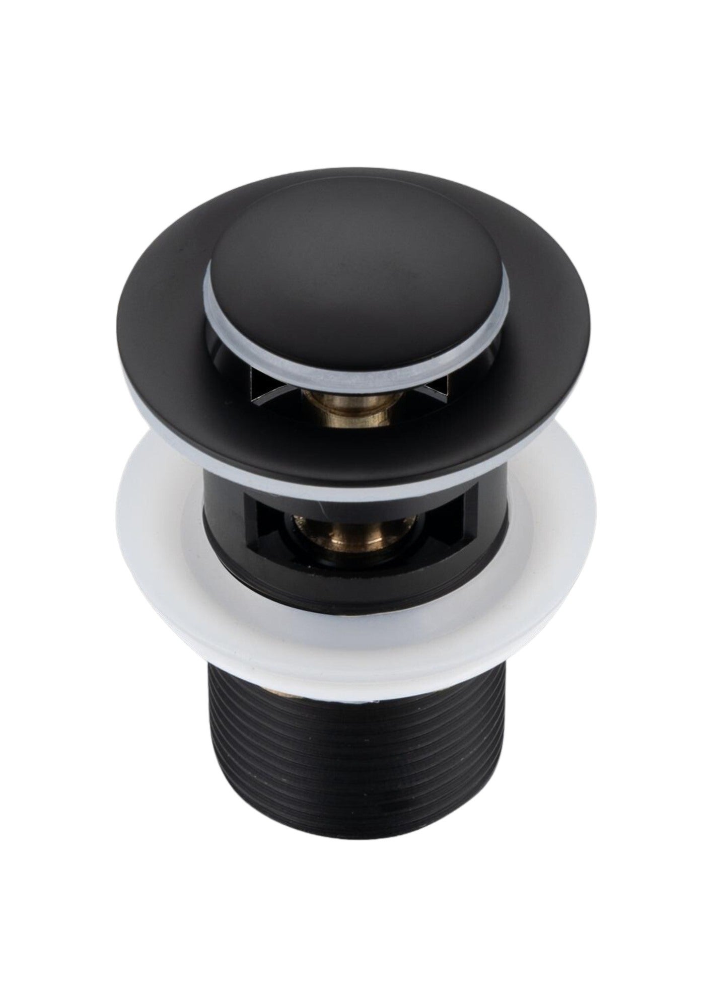 Korek umywalkowy mosiężny klik-klak, z przelewem, czarny