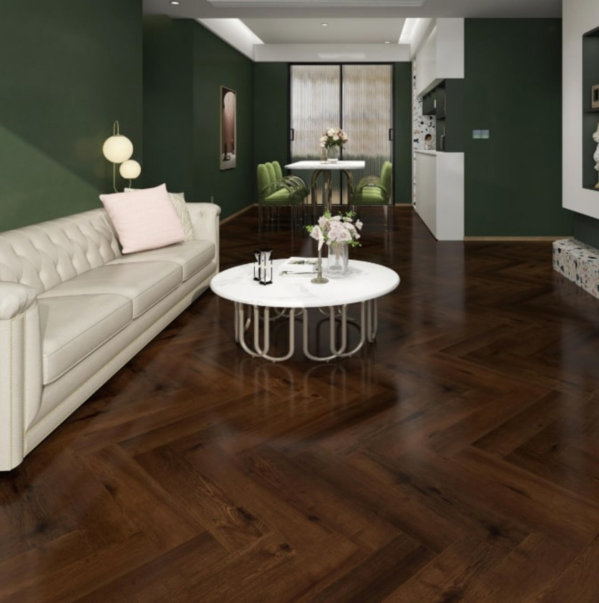 Panel winylowy SPC Flores jodełka z podkładem kl.33 5+1mm op. 1,488m2 wodoodporny 2