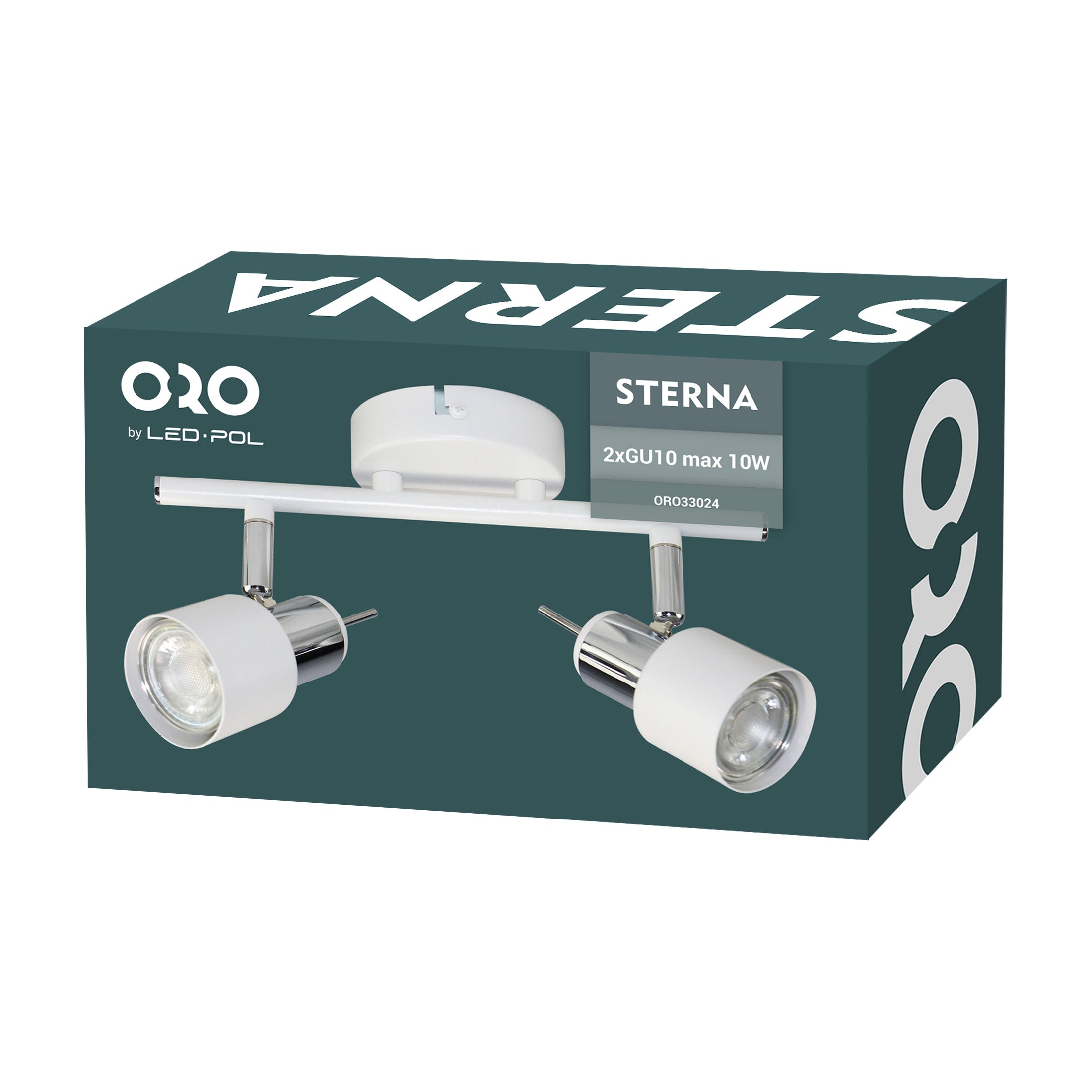 Lampa ścienno-sufitowa STERNA 2xGU10 kolor biały, listwa, obrotowa 1