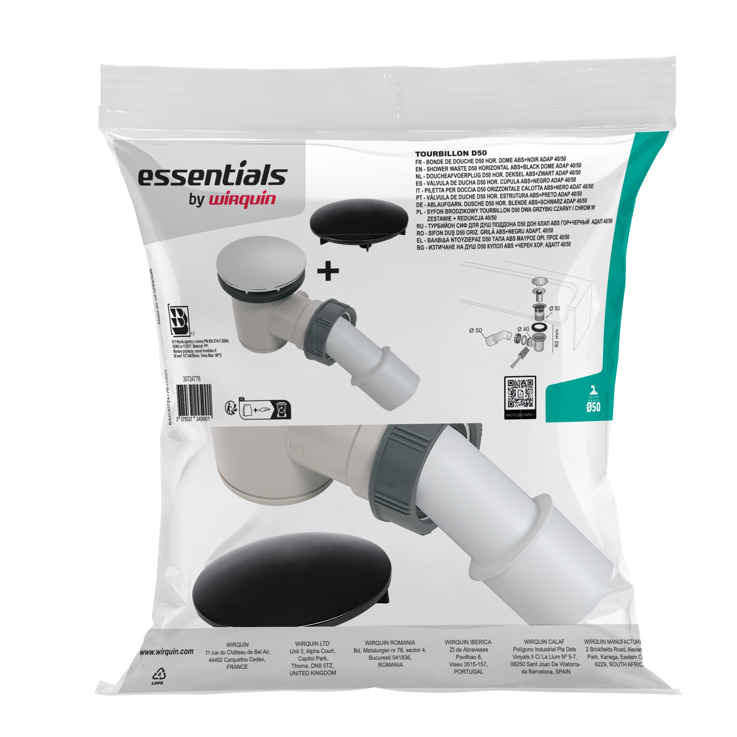 Syfon brodzikowy Tourbillion fi 50 mm, czyszczony od góry, chrom 3